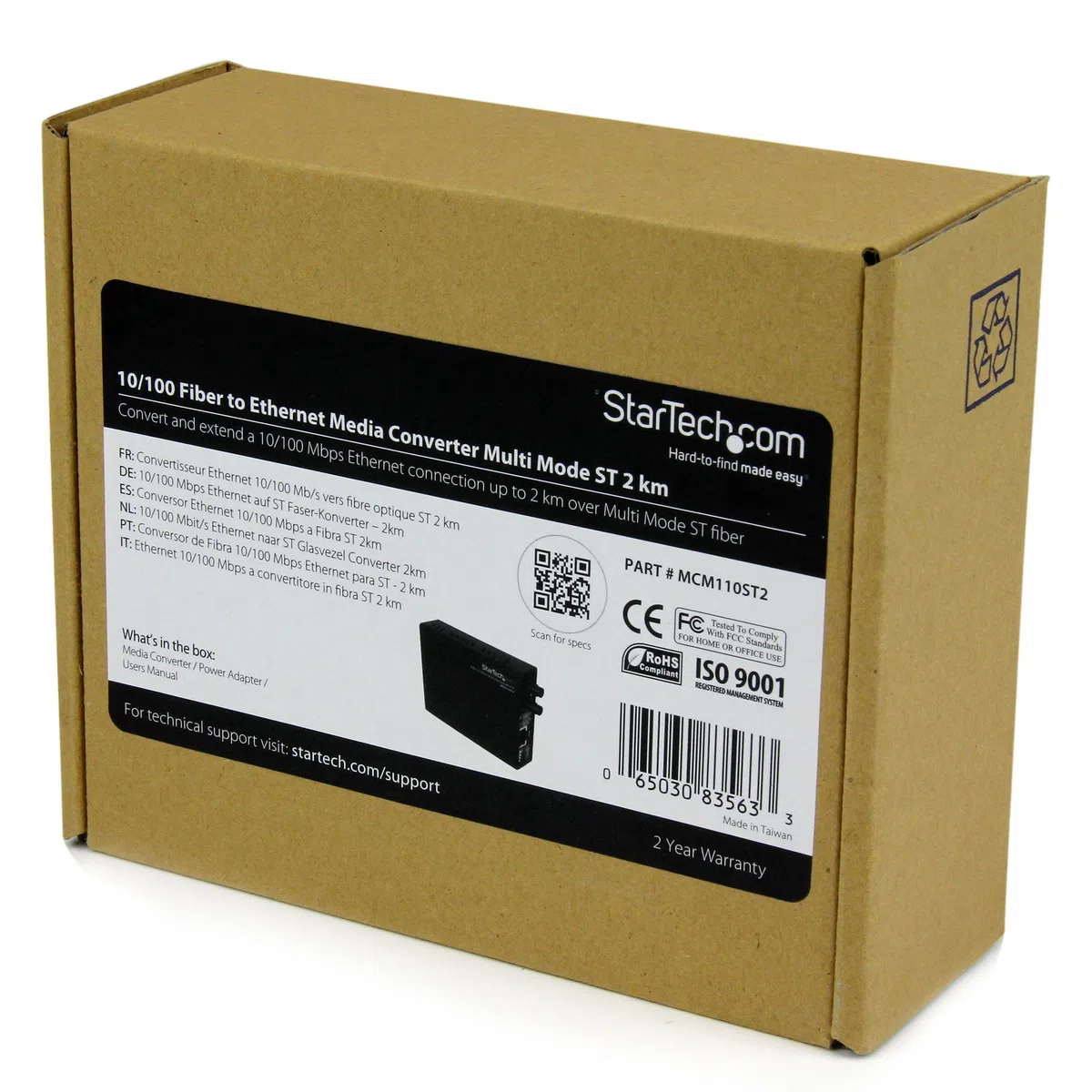 StarTech.com MCM110ST2 convertisseur de support réseau 100 Mbit/s 1310 nm - Convertisseurs de support réseau (100 Mbit/s, 10Base-T, 100Base-FX, 100Base-TX, Avec fil, 2000 m, 1310 nm, IEEE 802.3, IEEE 802.3u)