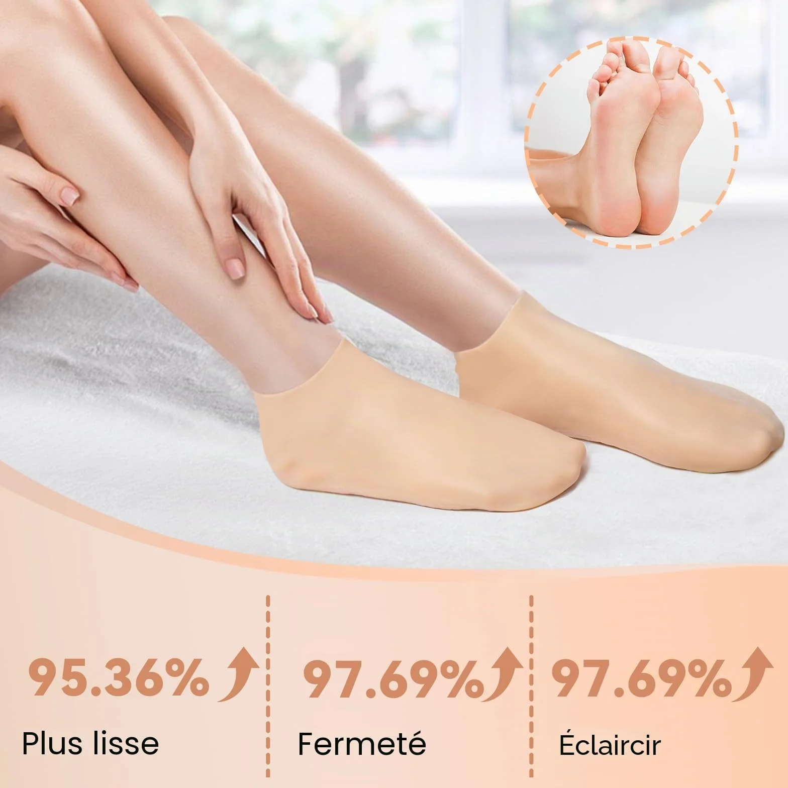Chaussettes Hydratantes Pieds Secs Antidérapant Silicone Réutilisables Crevassés Peau Rugueuse Spa 36-44