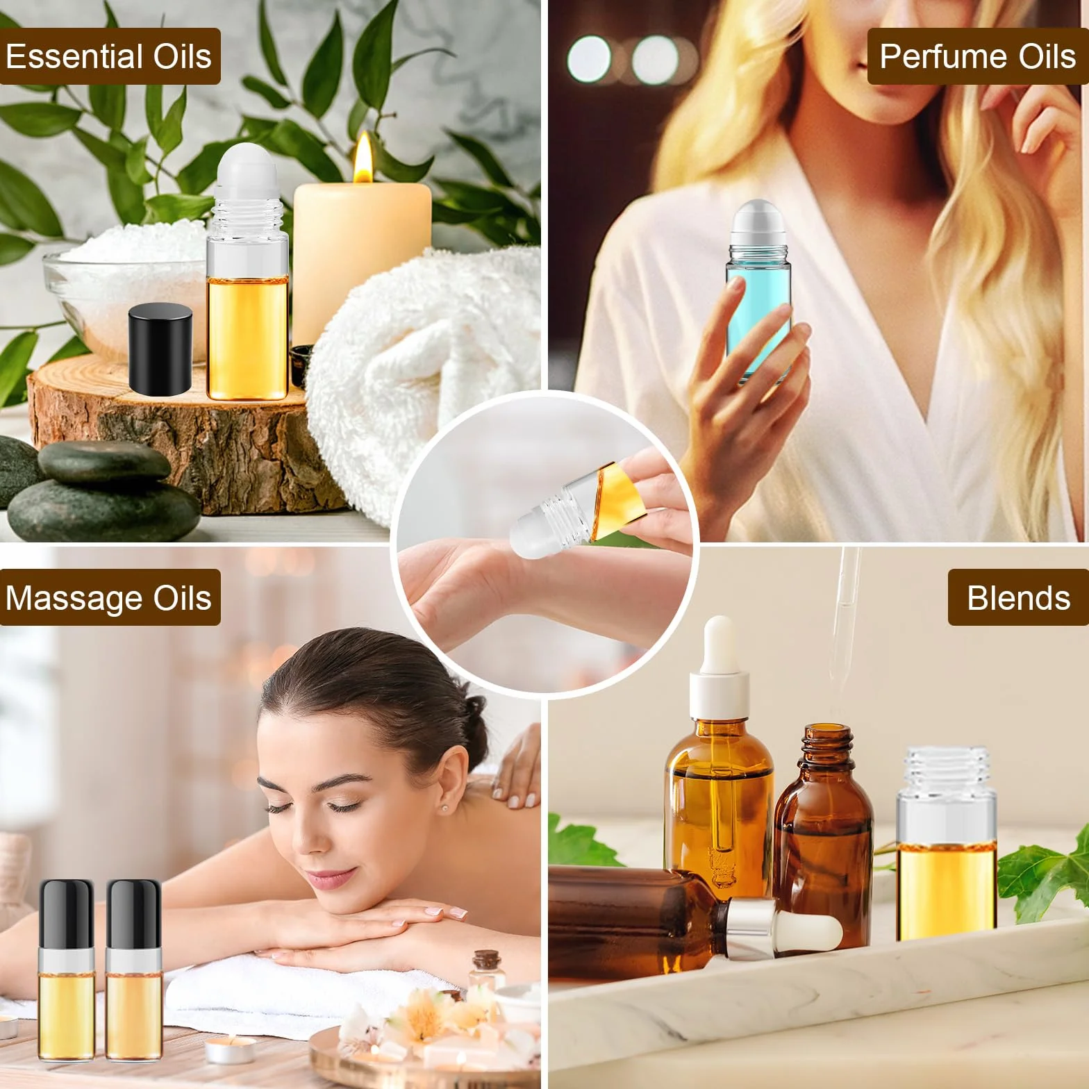 Flacons Roll on Vide en Verre 30ml avec Compte-gouttes pour Huiles Essentielles, Aromathérapie et Parfum