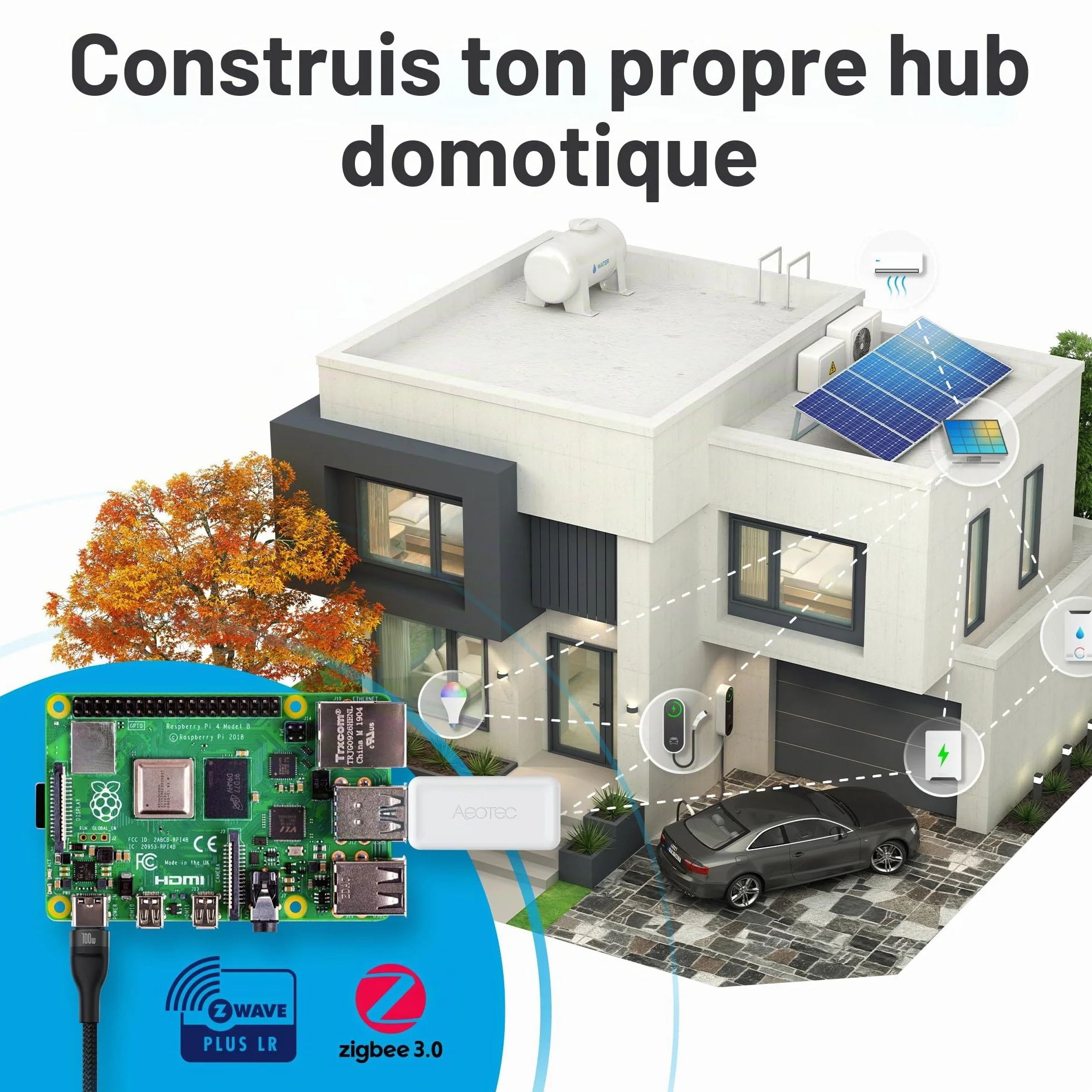 AEOTEC Z-Stick 10 Pro Adaptateur USB Zigbee 3.0 Z-Wave 800 Series Contrôleur HomeAssistant Zigbee2MQTT Long Range 1 km