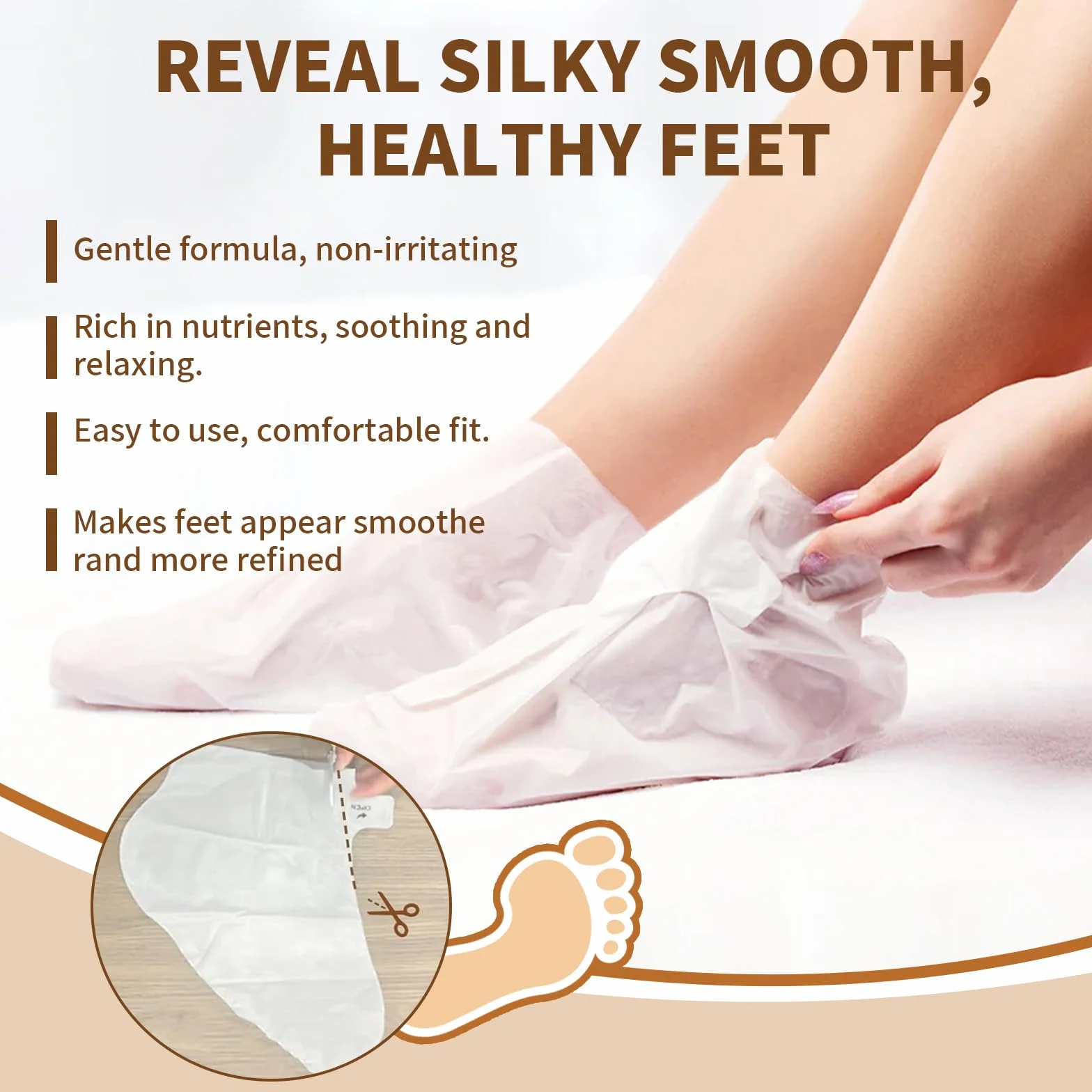 Masque Pied Nourrissant Au Beurre De Karité Et Vitamine E, 6 Paires, Pour Pieds Secs Et Crevassés