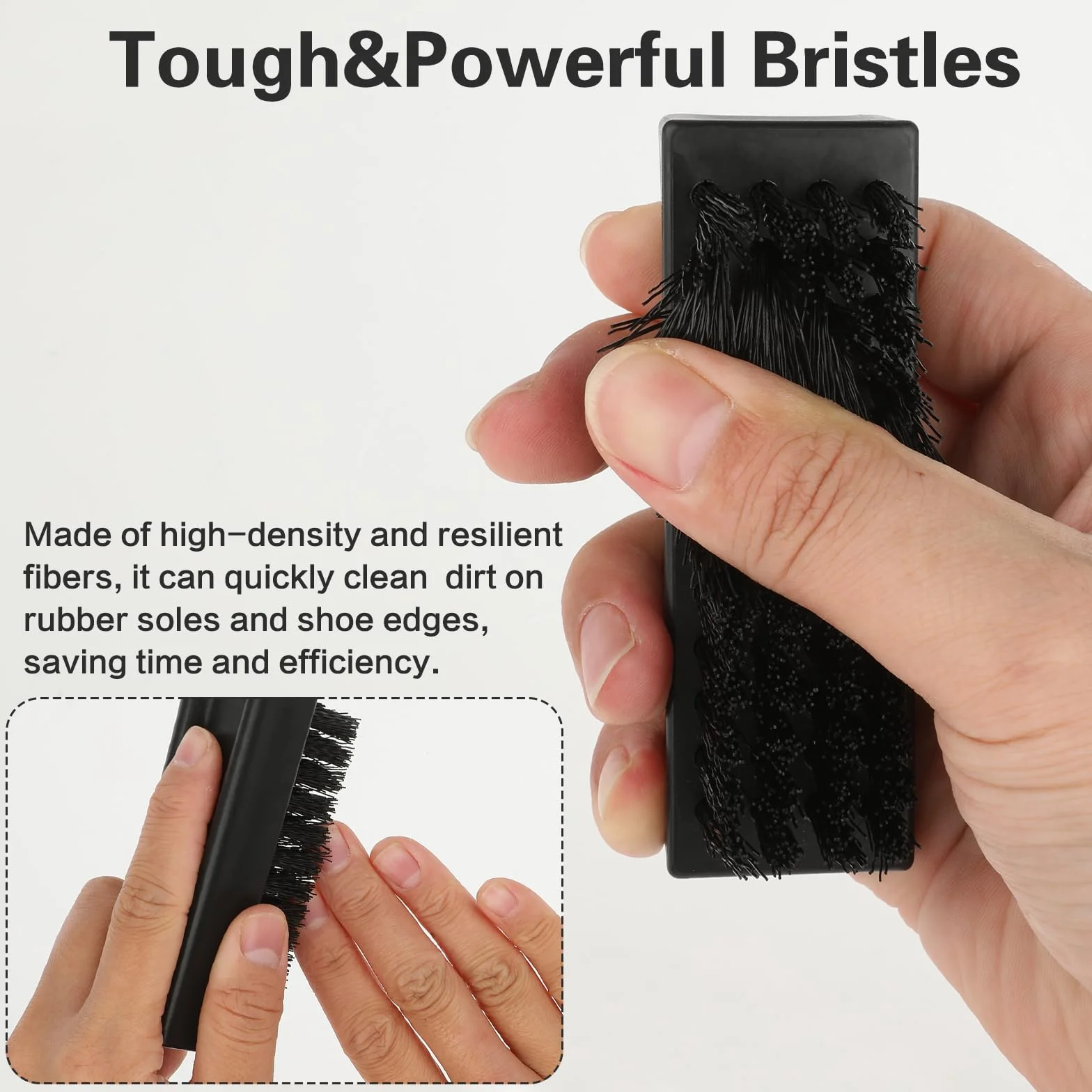 Amabro Lot de 2 brosses à ongles pour les mains, brosse à récurer à poils rigides noirs