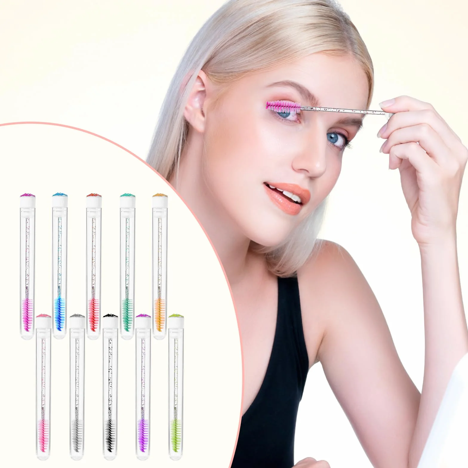 Lot de 20 brosses à cils en tube avec pinceaux de maquillage pour extensions