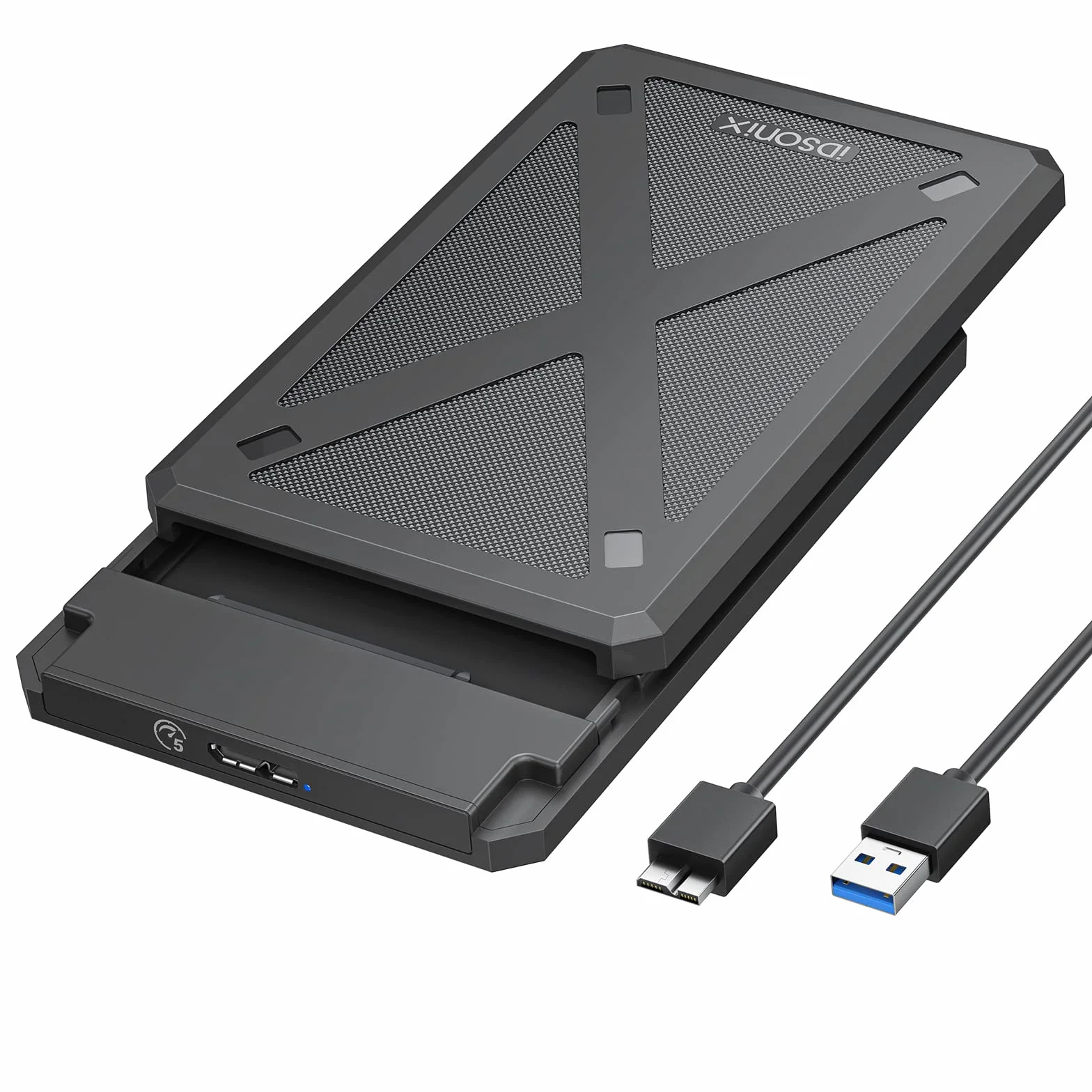 iDsonix Boîtier de Disque Dur 2,5 Pouces USB 3.0 SATA III Externe sans Outil pour SSD HDD 7mm/9.5mm Noir