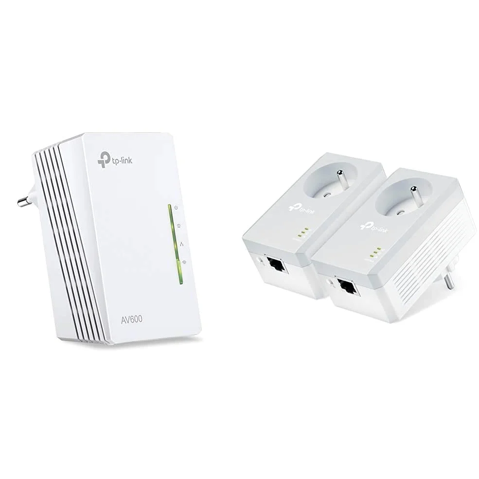 TP-Link TL-WPA4220 CPL 600 Mbps WiFi 300 Mbps, 2 Ports Fast Ethernet & CPL 600 Mbps avec Prise Intégrée et Ports Ethernet, Prise CPL Kit de 2, TL-PA4015P KIT
