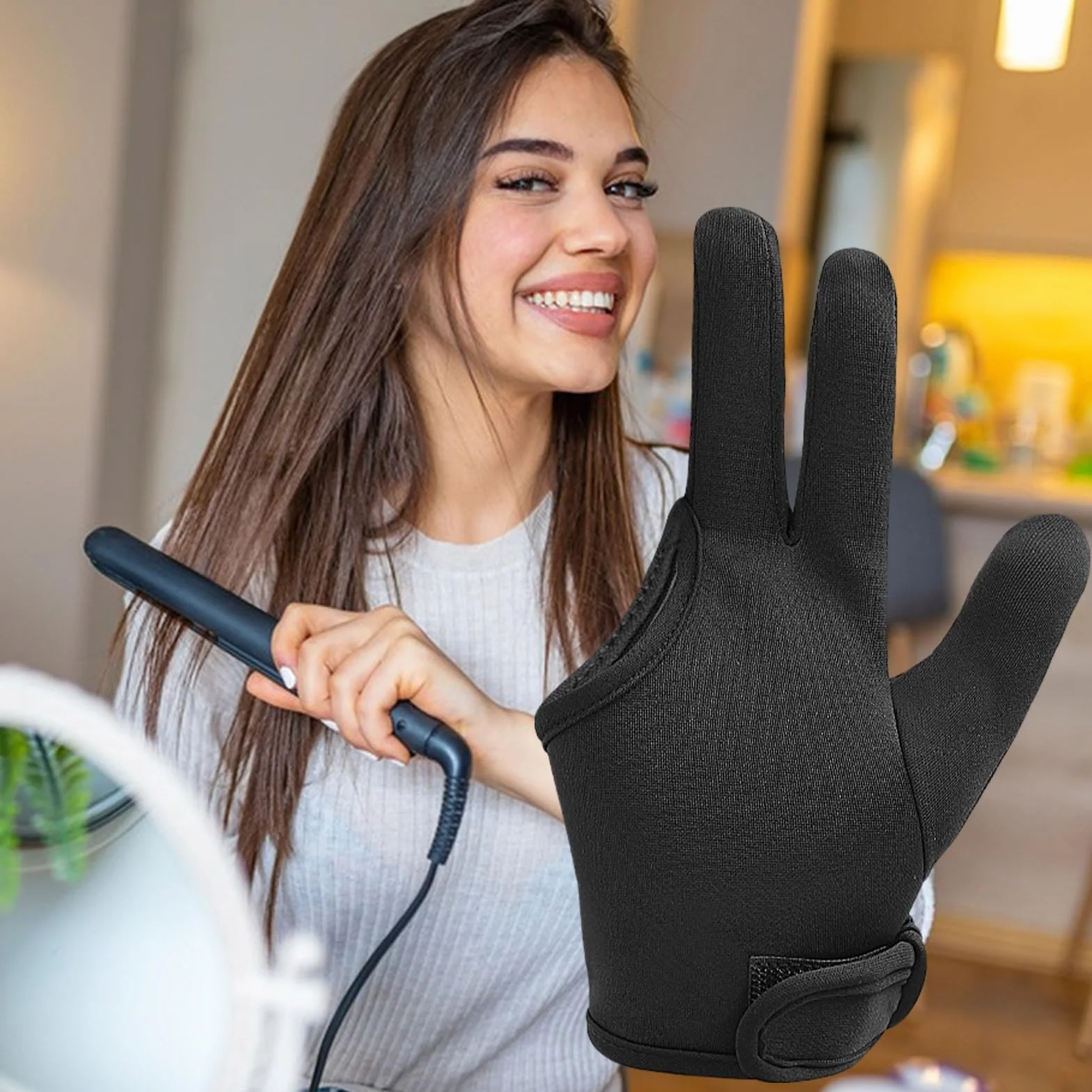 Gants protecteurs de chaleur mitaines élastiques professionnels barrière thermique lavable machine sécurité curling 3 doigts