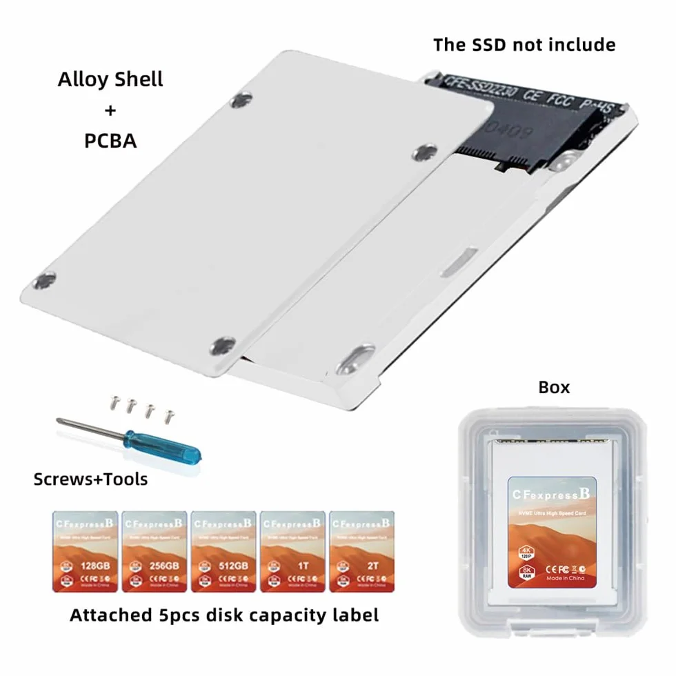 Lecteur de Carte Mémoire CFexpress Type-B vers NVME 2230, Boîtier CFE CFB NGFF, Adaptateur M-Key Alliage pour Appareil Photo