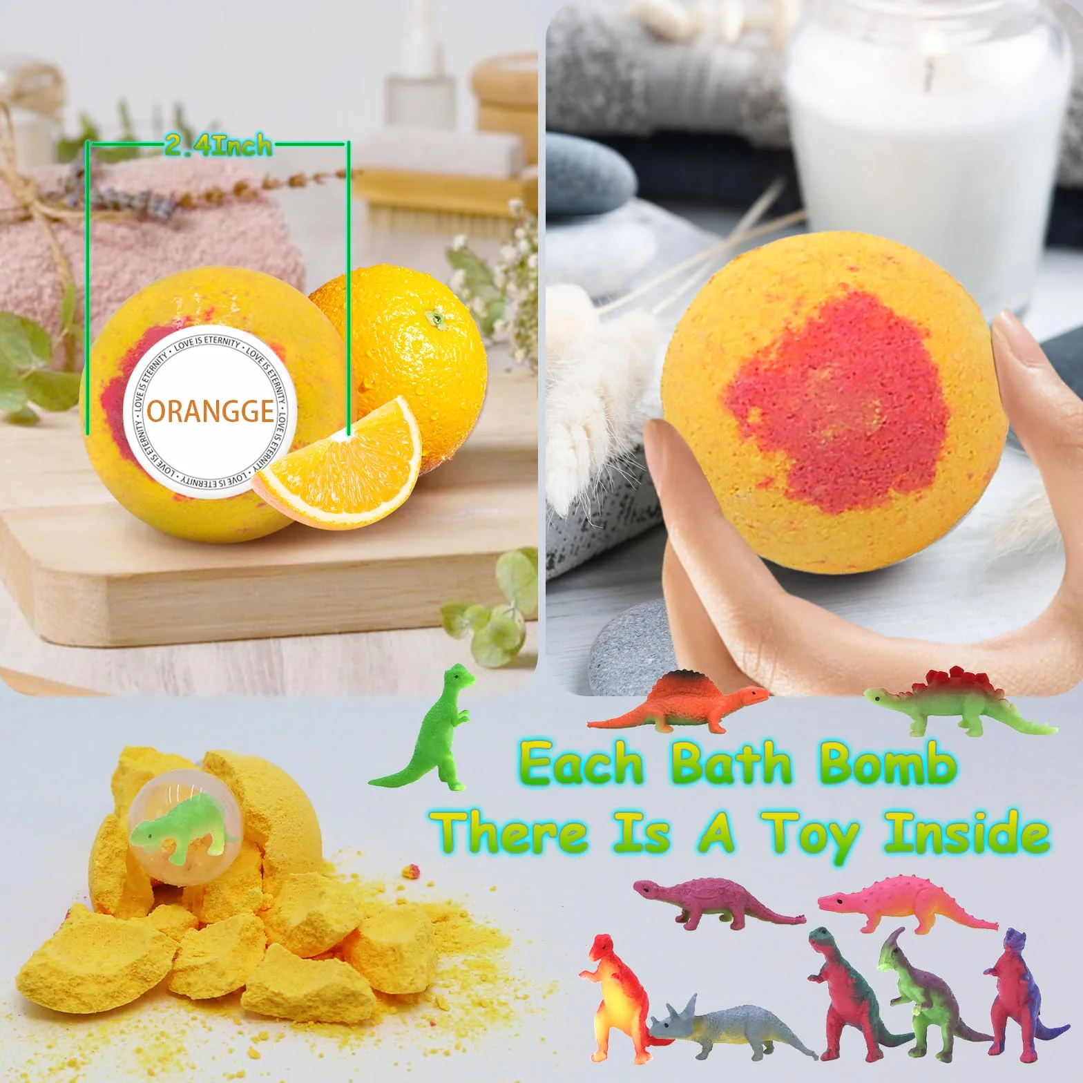 Bombes de bain œuf dinosaure bio lot 12 enfants 3-9 ans