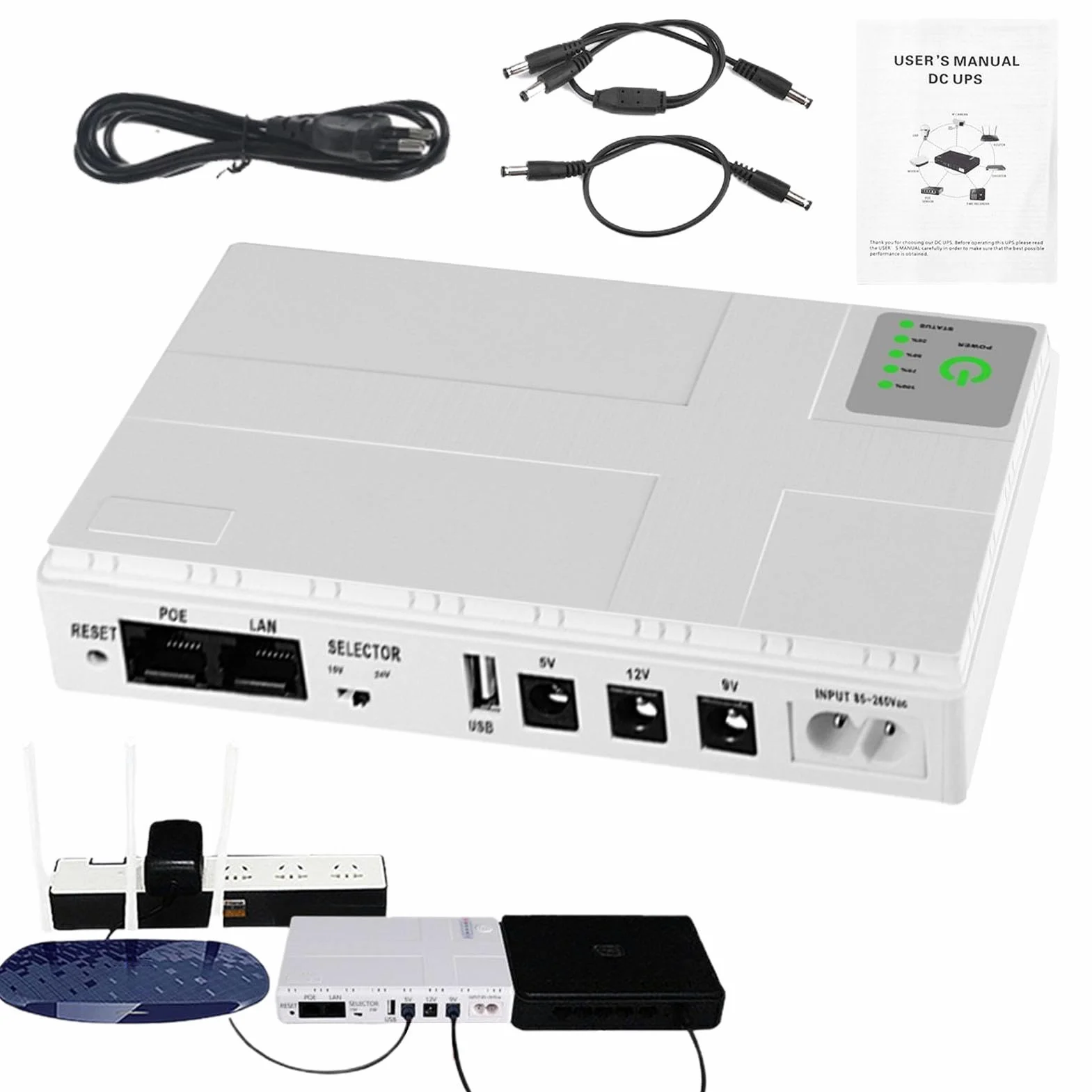 Routeur Alimentation, alimentation modem d'alimentation, batterie de | routeur sans interruption, alimentation modem, sortie haut-parleur, batterie pour lumière LED, caméra de sécurité, batterie d