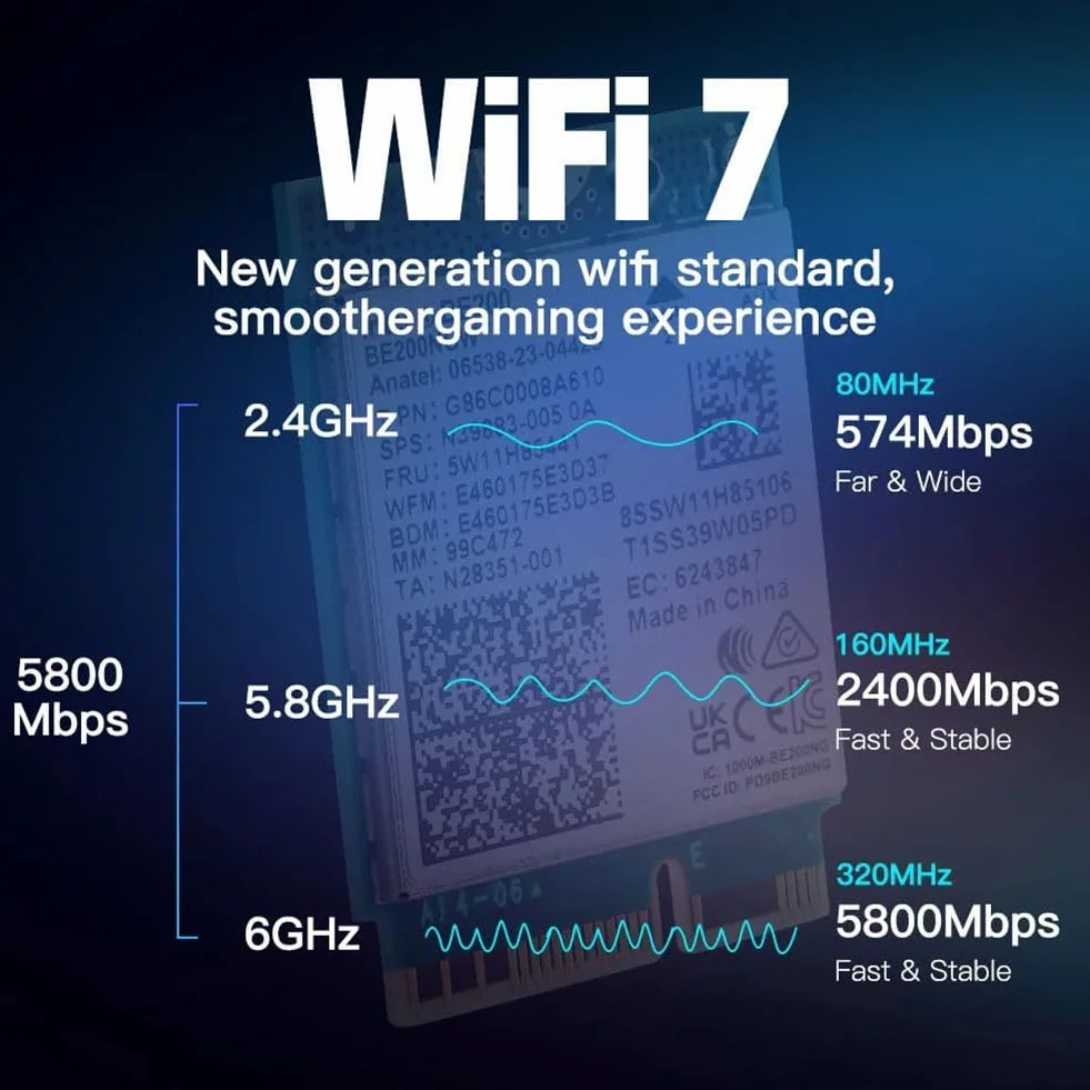 Adaptateur Réseau sans Fil WiFi 7 BE200 Pro Pcie BT5.4 Tri Bande 2,4 G/5 G/6 GHz Carte WiFi sans Fil BE200 pour Win11 Linux Facile à Utiliser