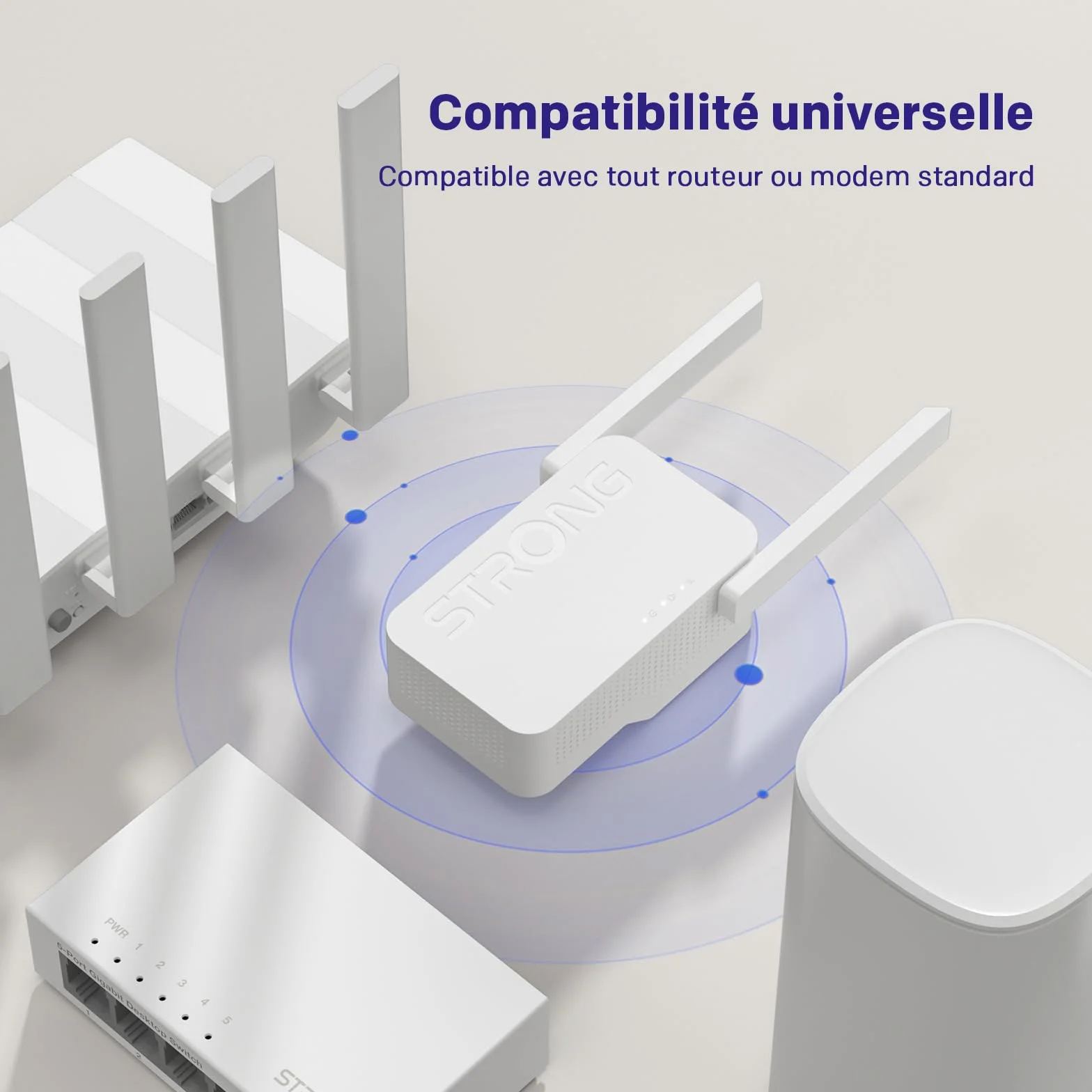 Répéteur WiFi AX3000 WiFi 6 Prise Murale Dual Band Antennes Externes WPS Point d'accès