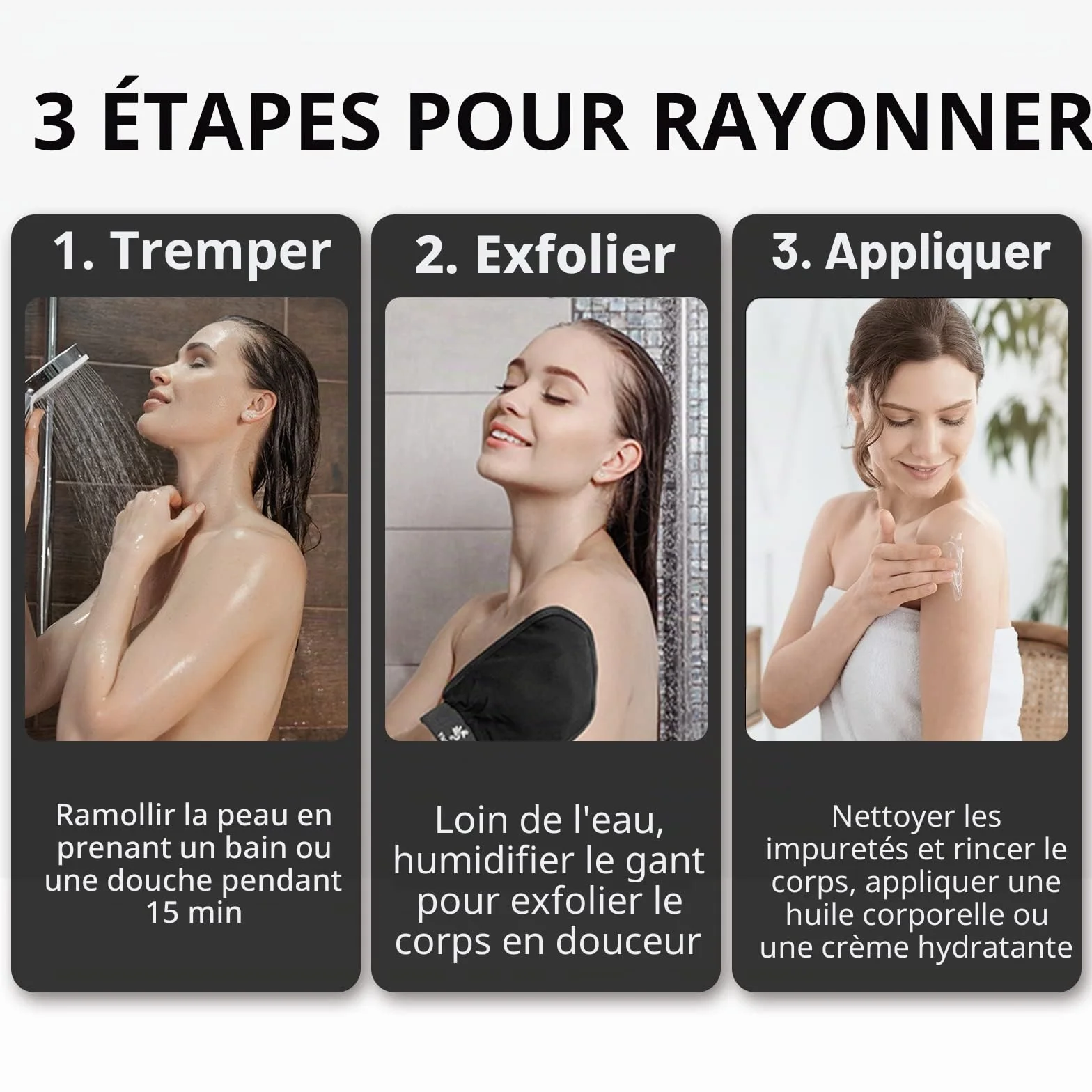 Gant Exfoliant Hammam Corps Visage Soie Gommage Body Scrub Eponge Loofah Brosse Noir 2 Pièces