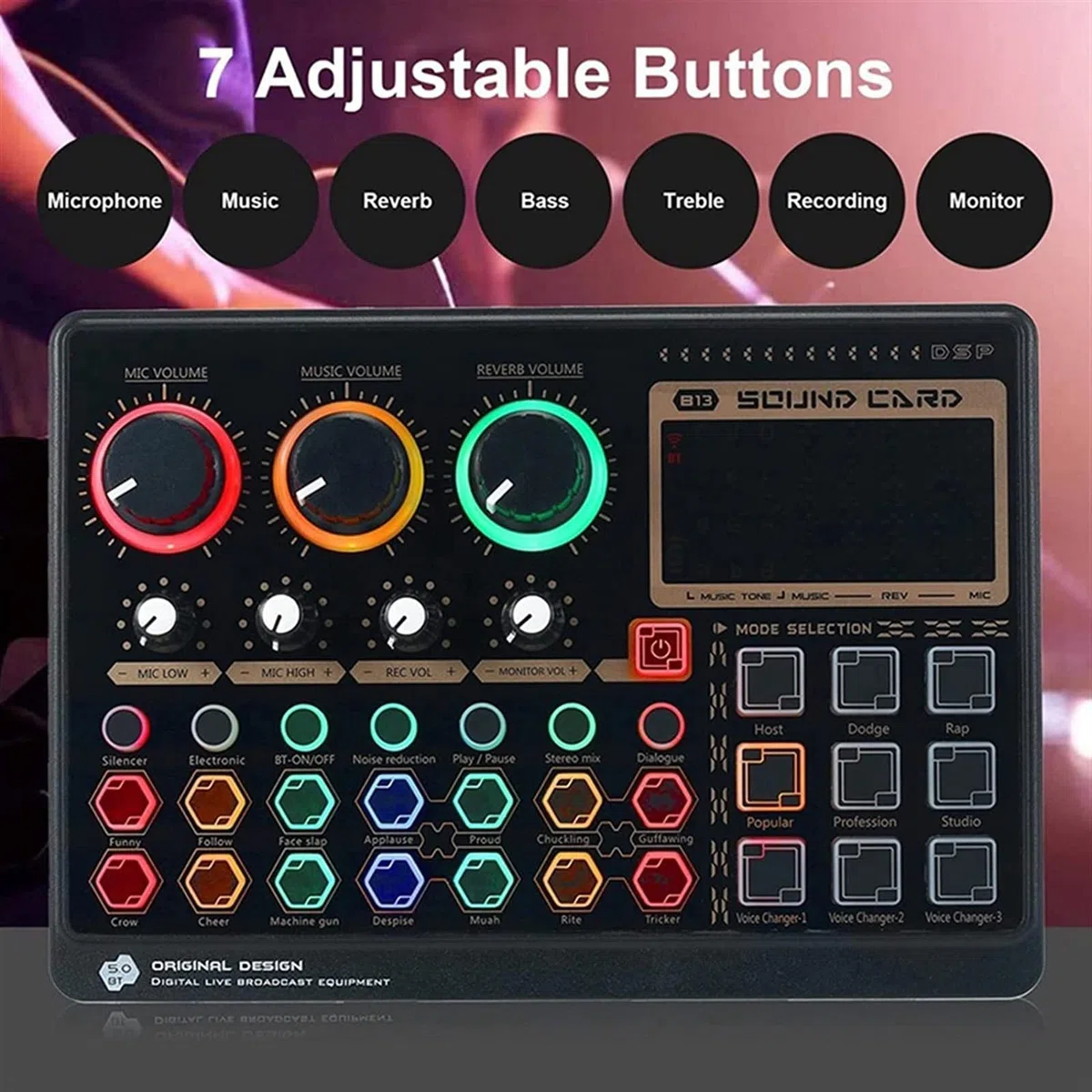 MRKU Mixeur Audio Professionnel, Mini Carte Son Externe en Direct pour l'enregistrement de Musique en Direct, Le karaoké et Le Chant