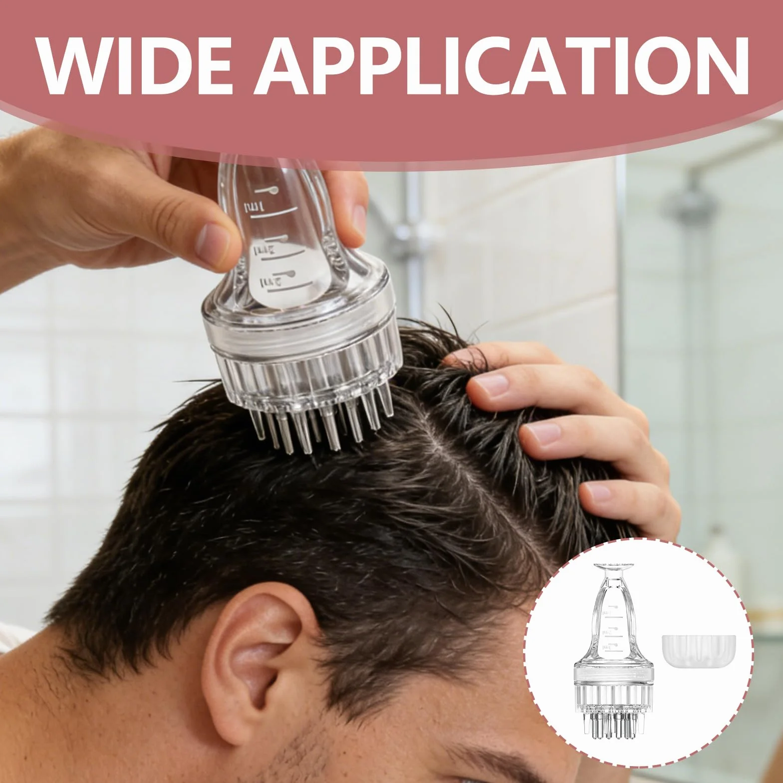 Applicateur Huile Cheveux avec Brosse Massage Cuir Chevelu, Flacon Transparent Soin Capillaire, Outil Précision Sérum Huiles Essentielles