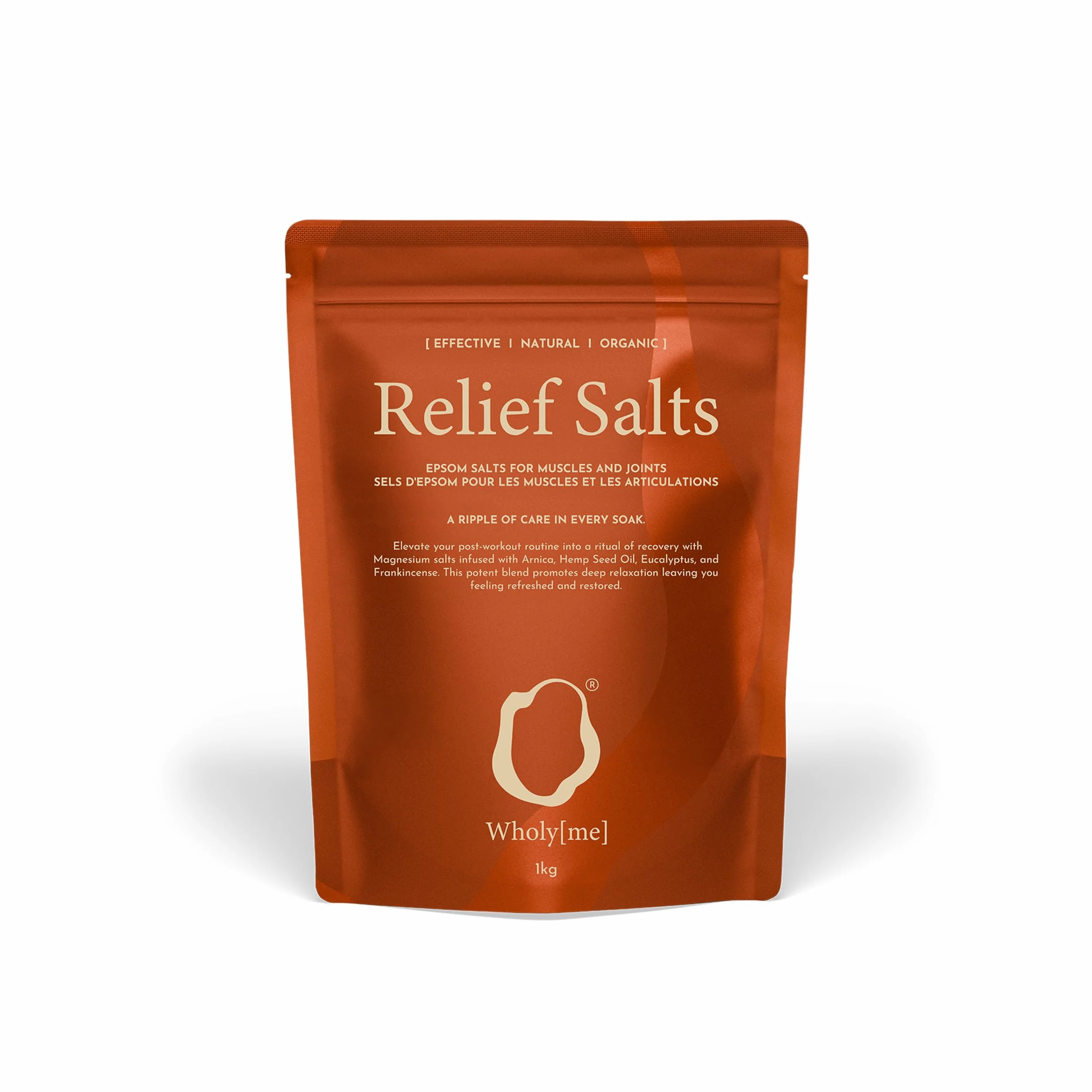 WholyMe Sel de Bain 1 kg Sels d'Epsom Récupération Musculaire et Articulaire Arnica Encens Huile Essentielle d'Eucalyptus