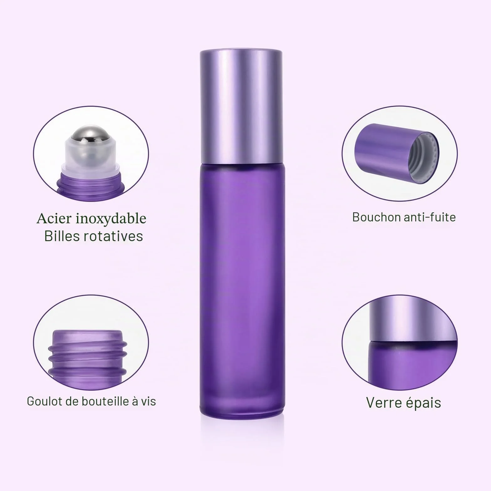 Lot de 8 Roll On Huile Essentielle Vide Bouteille 10ML, Bouteilles en Verre, Flacon Rechargeable pour Parfum Massage