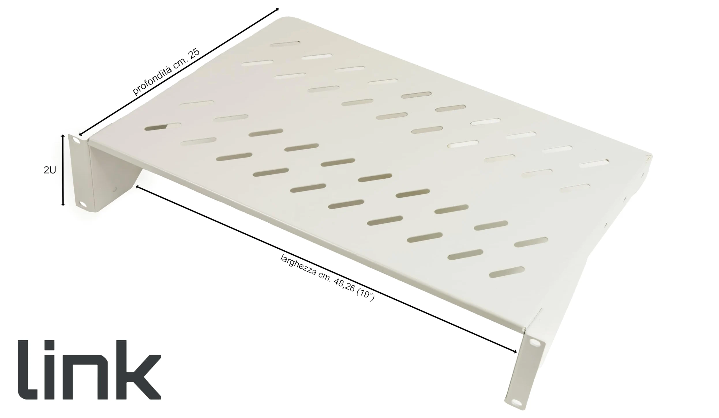 LINK LKRIP250G2U Étagère pour Armoire 19" 2 Unité Profondeur 250 mm (Universel) Couleur Gris
