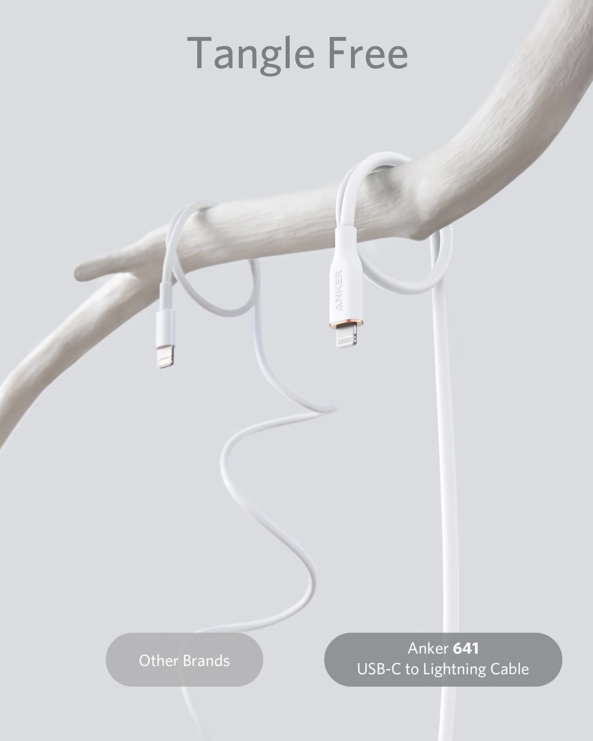 Anker PowerLine III Flow USB C vers Lightning câble iPhone 180 cm MFi silicone blanc