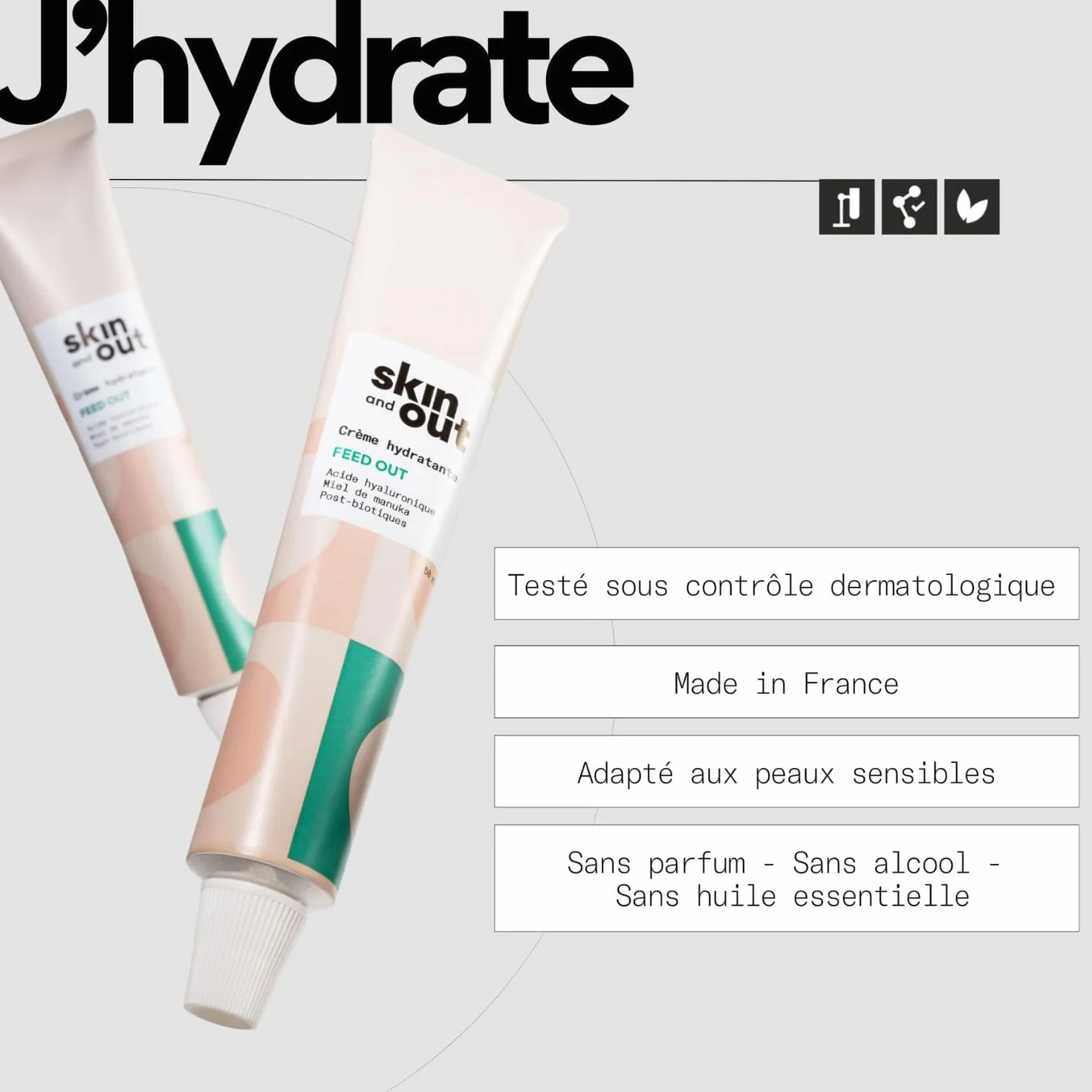 Crème Hydratante Peaux Mixtes à Grasses 99% d’Origine Naturelle Hydrate Apaise les boutons Régule le Sébum Fini non gras