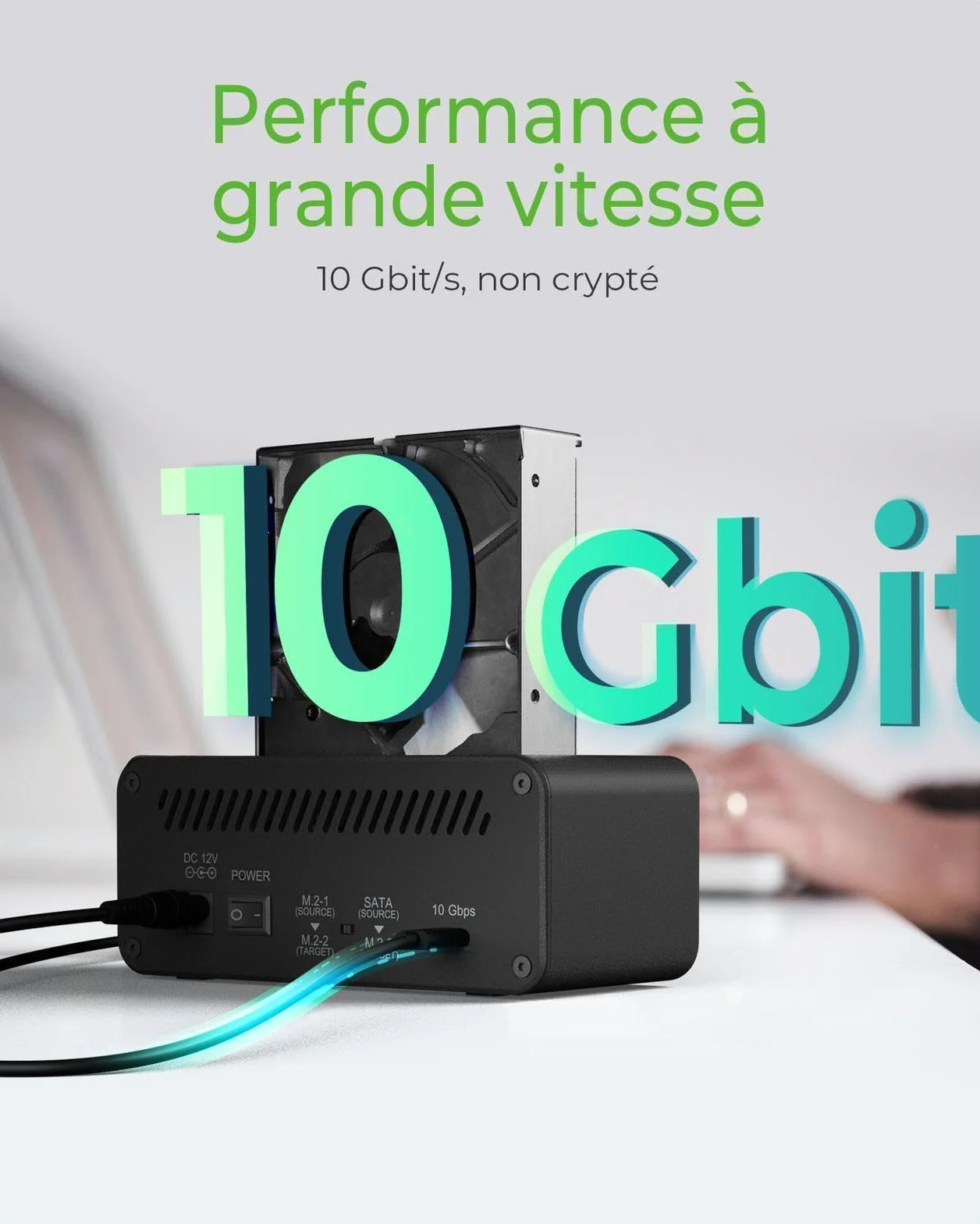 ICY BOX Station d'accueil M.2 NVMe SATA USB 3.2 10 Gbit/s clonage bidirectionnel
