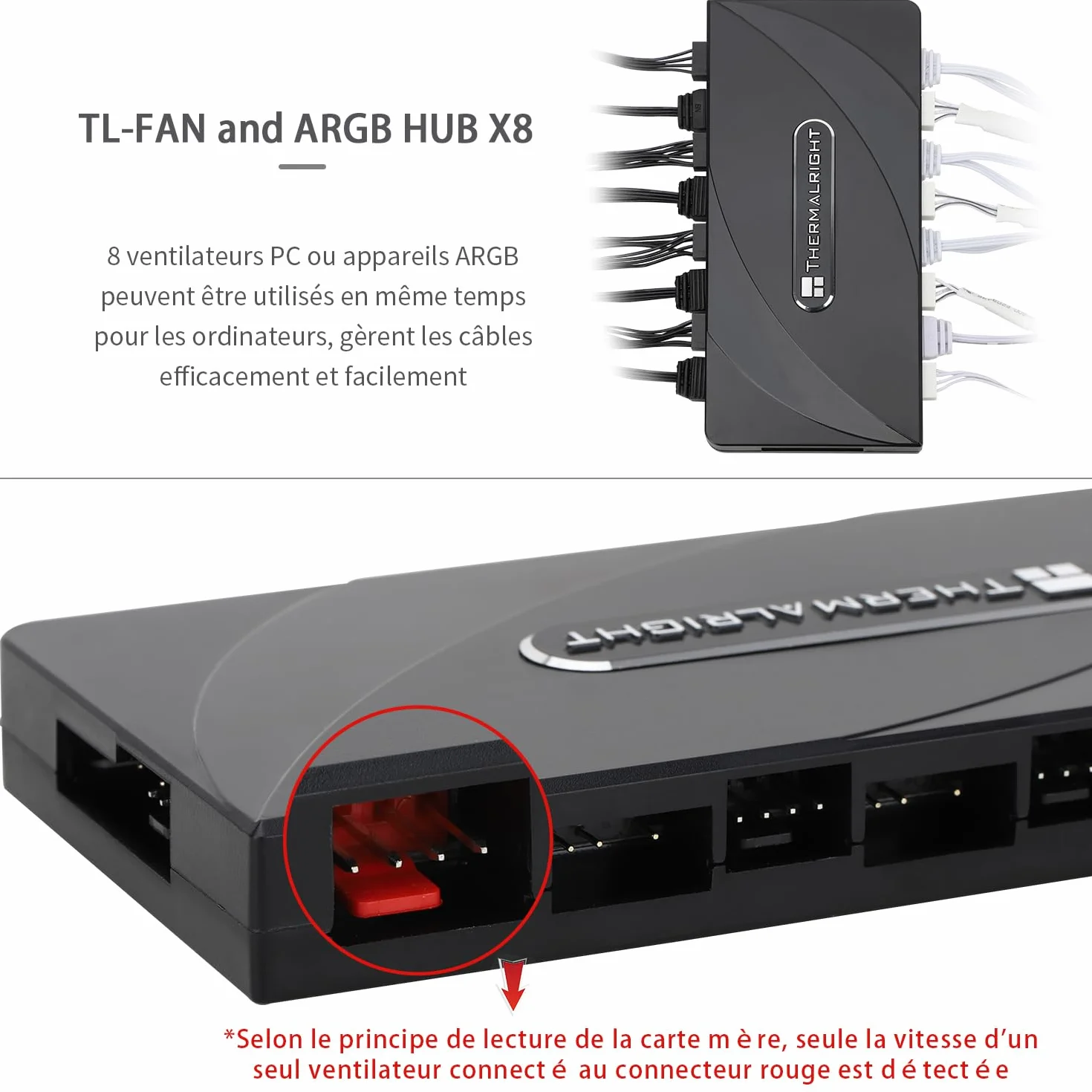 Thermalright TR Fan and ARGB HUB×8, contrôleur de ventilateur PC ARGB 3 broches, concentrateur PWM, entrée SATA