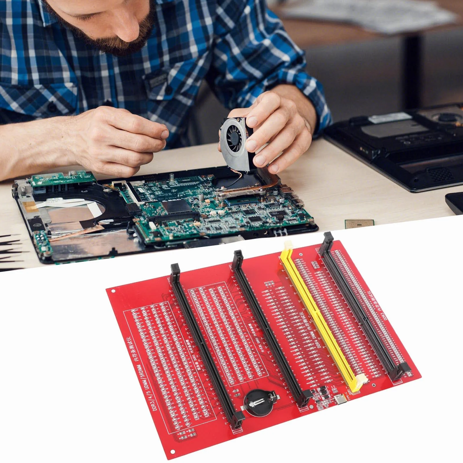 Testeur de Mémoire RAM Portable DDR3 DDR4 DDR5UDMM DDR5RDIMM Double Alimentation LED