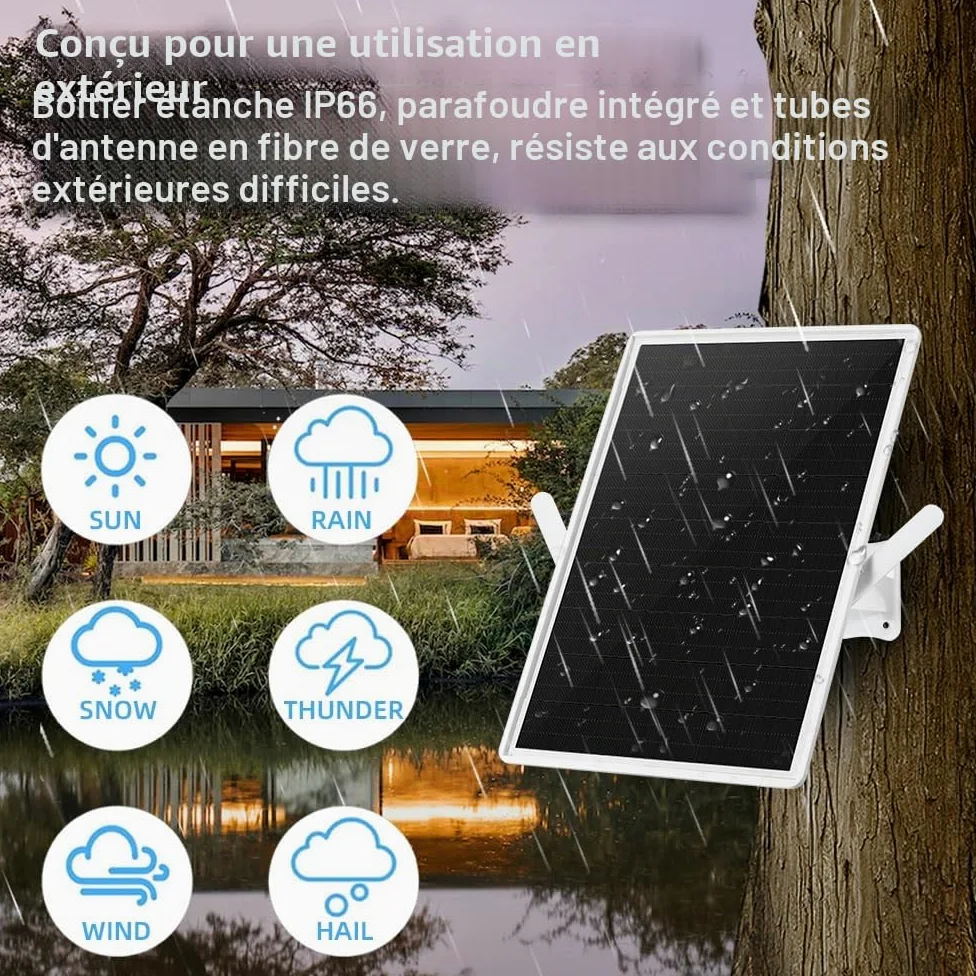 Repeteur WiFi Solaire Batterie Exterieur sans Fil, Puissant Amplificateur WiFi Couvre100-mètres, Outdoor répéteur WiFi Extender 2.4Ghz 300Mbps, Idéal pour Les Grands Espaces éloignés (14in)