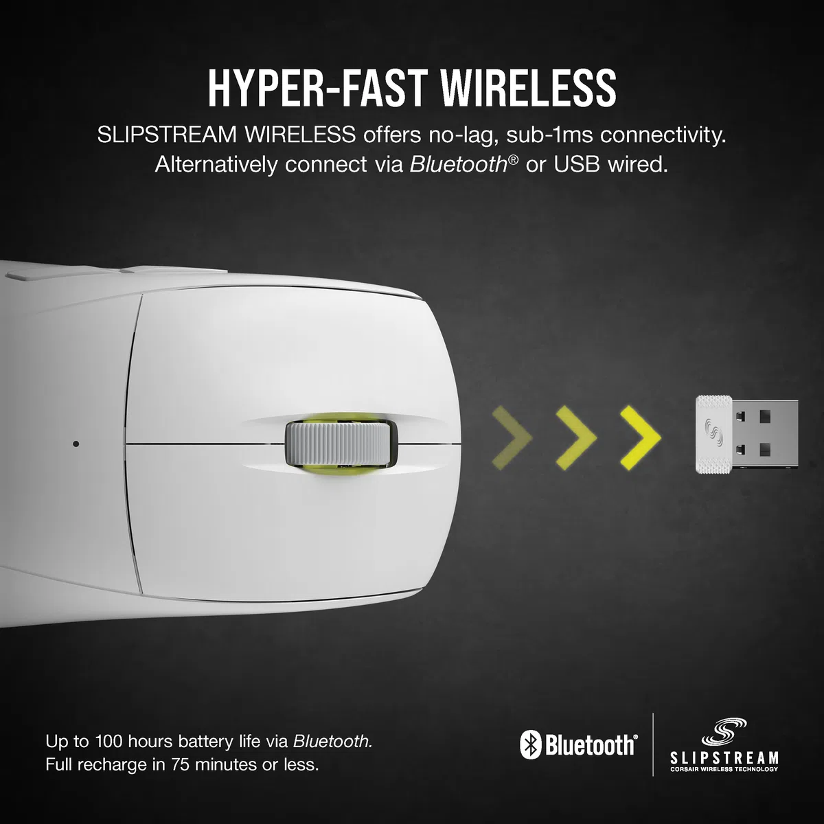 Corsair M75 AIR Souris Gaming FPS sans Fil Ultra légère - 26000 DPI - Entrée Ultra Rapide - Forme symétrique - Compatible iCUE - PC, Mac - Blanc
