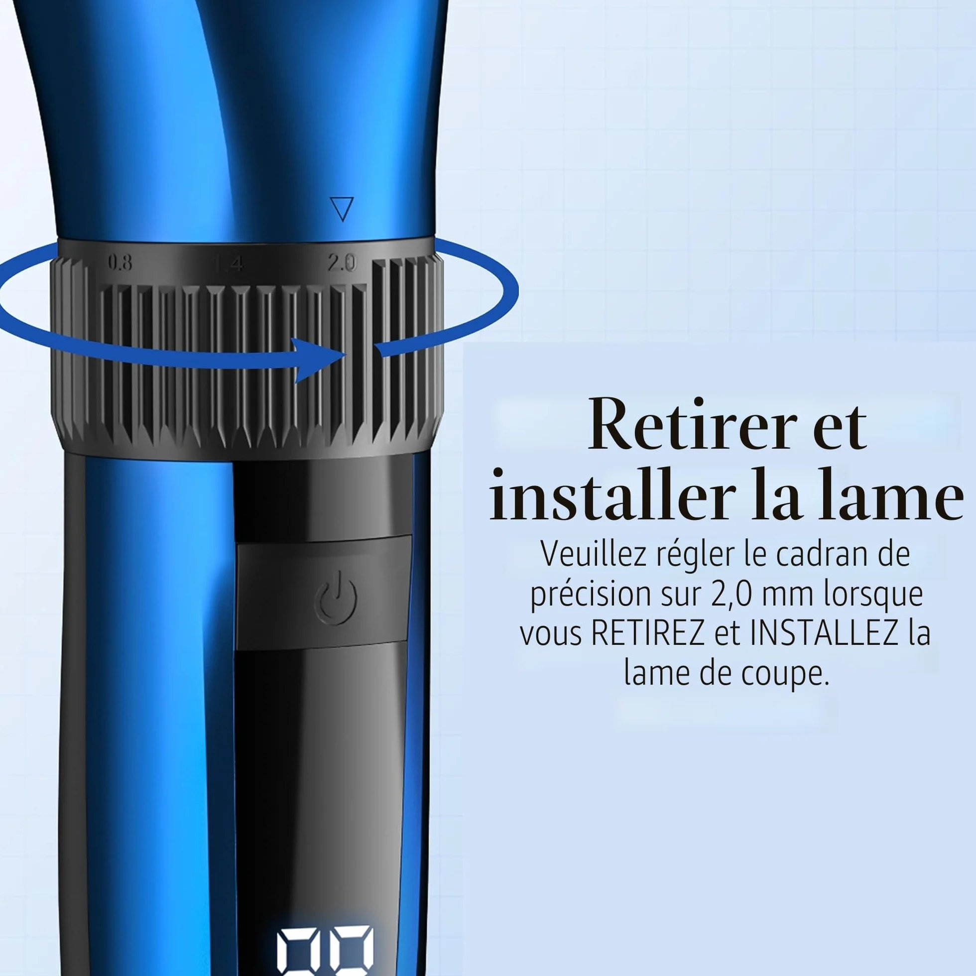 BarberBoss Tondeuse à barbe et à cheveux sans fil étanche lames céramique écran LED charge rapide QR-2082