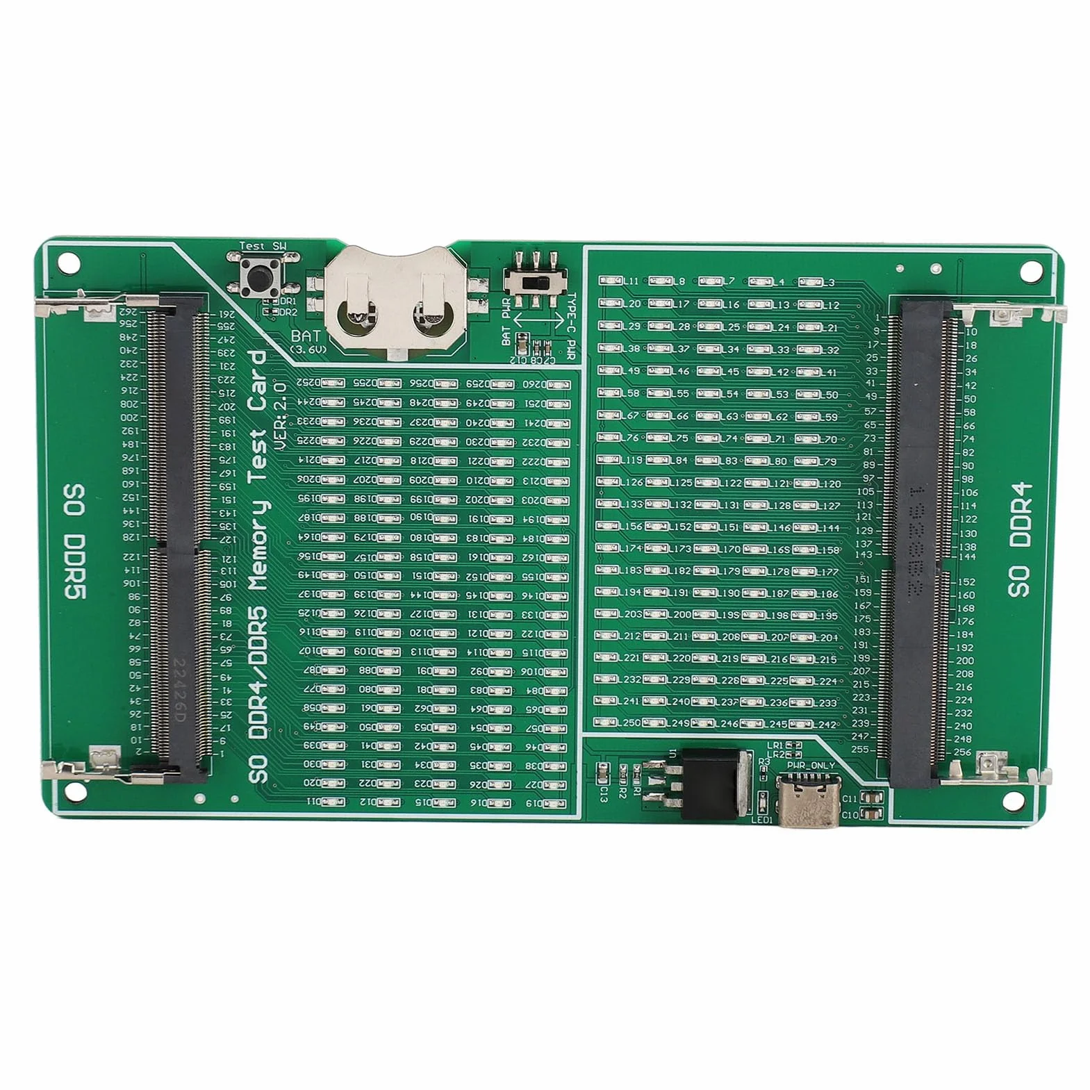 Testeur de Mémoire DDR4 DDR5 2 en 1 Carte de Test avec Indicateur LED pour Ordinateur Portable