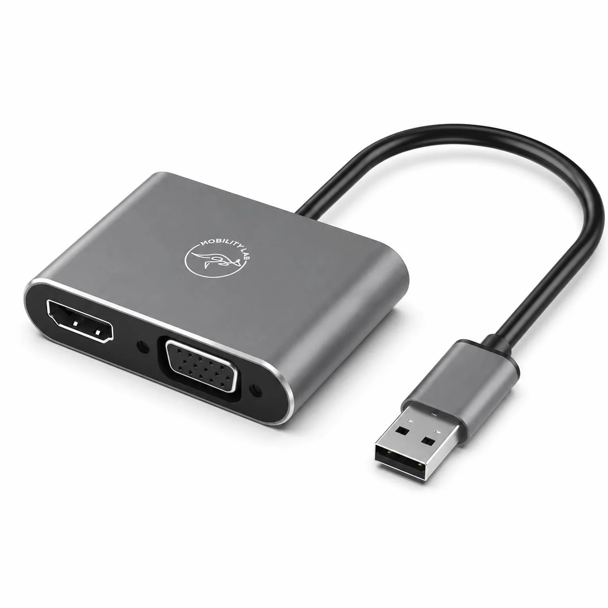 Mobility Lab Adaptateur USB 3.0 vers HDMI & VGA 1920x1080p 60Hz Plug & Play Compatible macOS