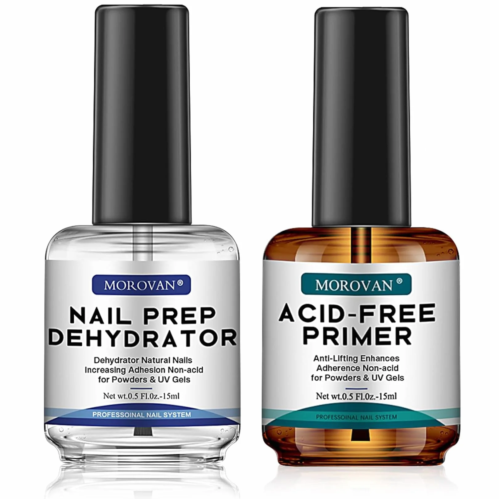 Morovan Nail Primer et Déshydrateur pour Ongles: Adhésion Supérieure Non Acide Séchage Rapide pour Acrylique Gel Builder