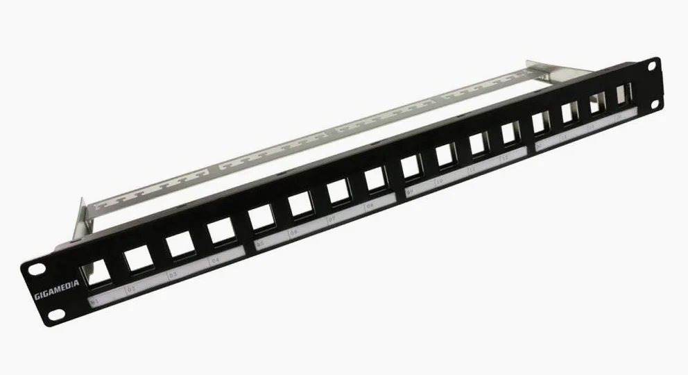 panneau premium métal - a équiper - 16 ports - 1u - noir - gigamédia pan16vkp