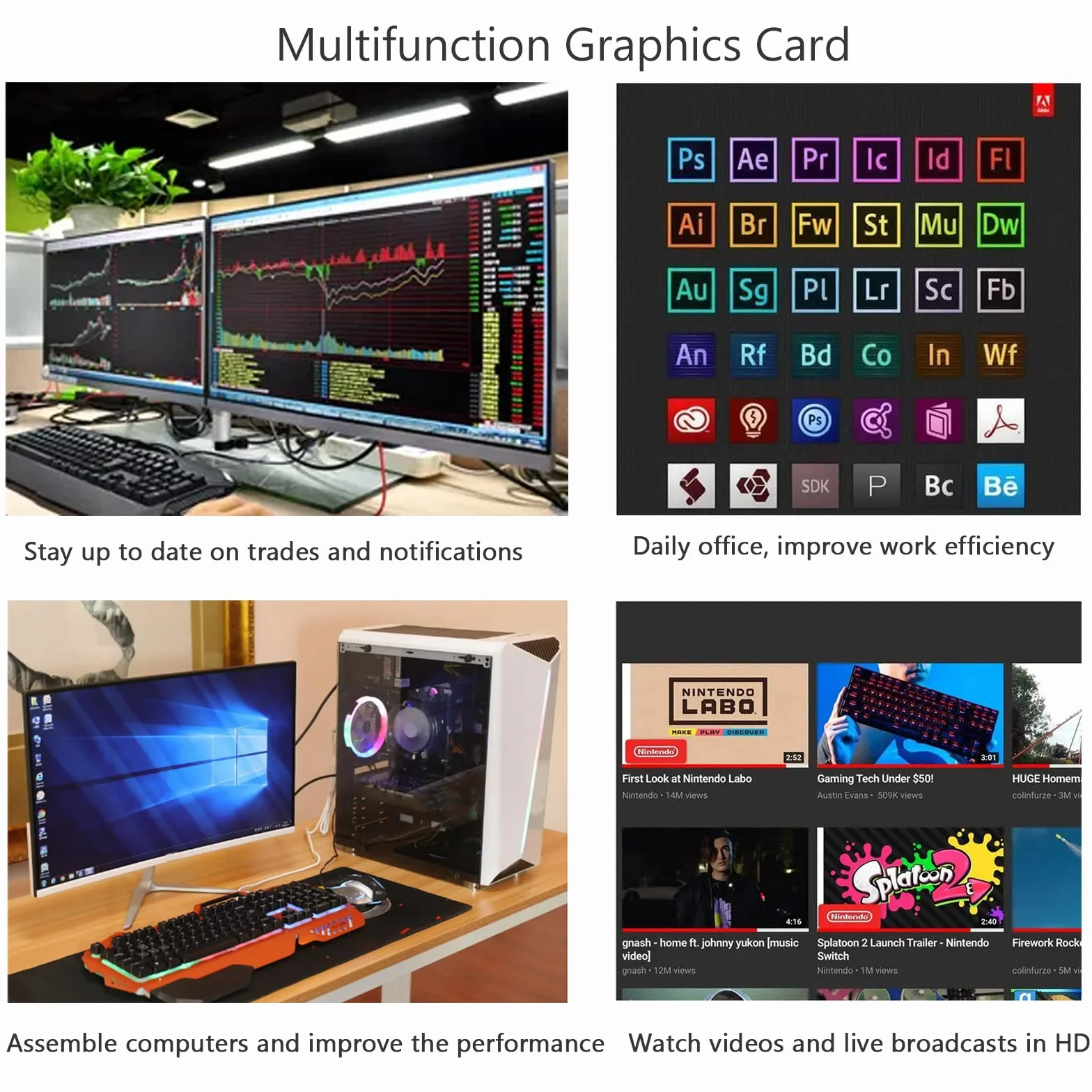 GTX 750 Ti Carte Graphique 4 Go 128 Bits DDR3, HDMI, VGA, DVI, Low Profile Carte Video PC, GPU, PCI Express x16, DirectX 12