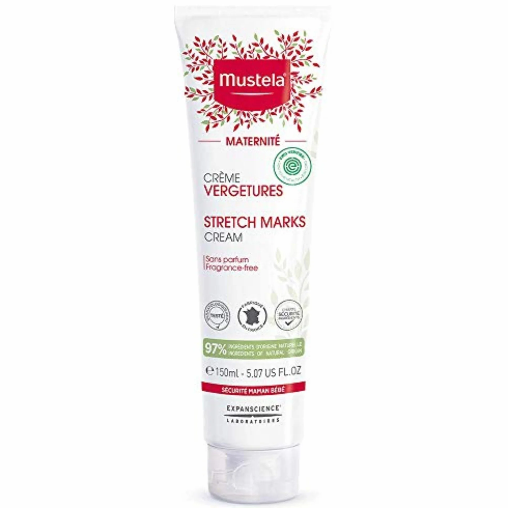 Mustela Crème Vergetures sans Parfum Anti Vergetures Grossesse Huile de Maracuja 97% Ingrédients Naturelle Maternité