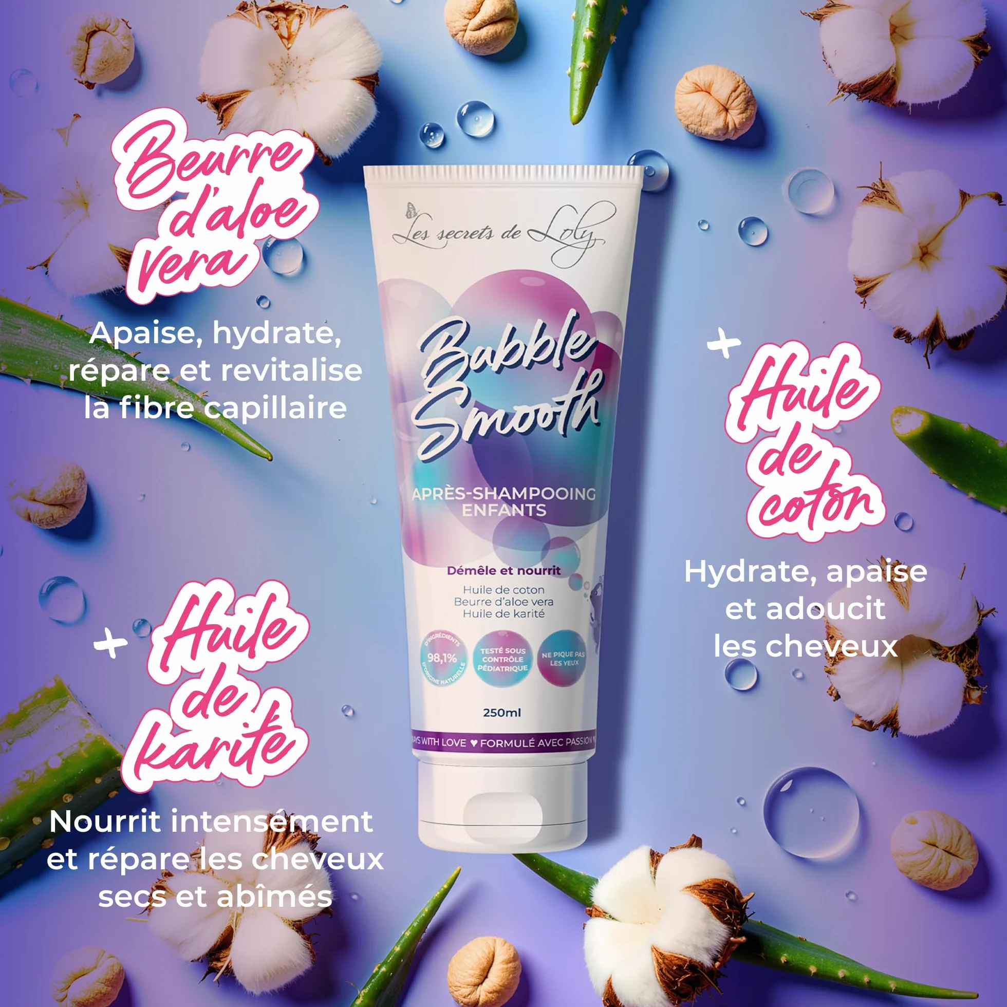 Les Secrets de Loly Bubble Smooth Après-shampooing enfant démêlant 250 ml