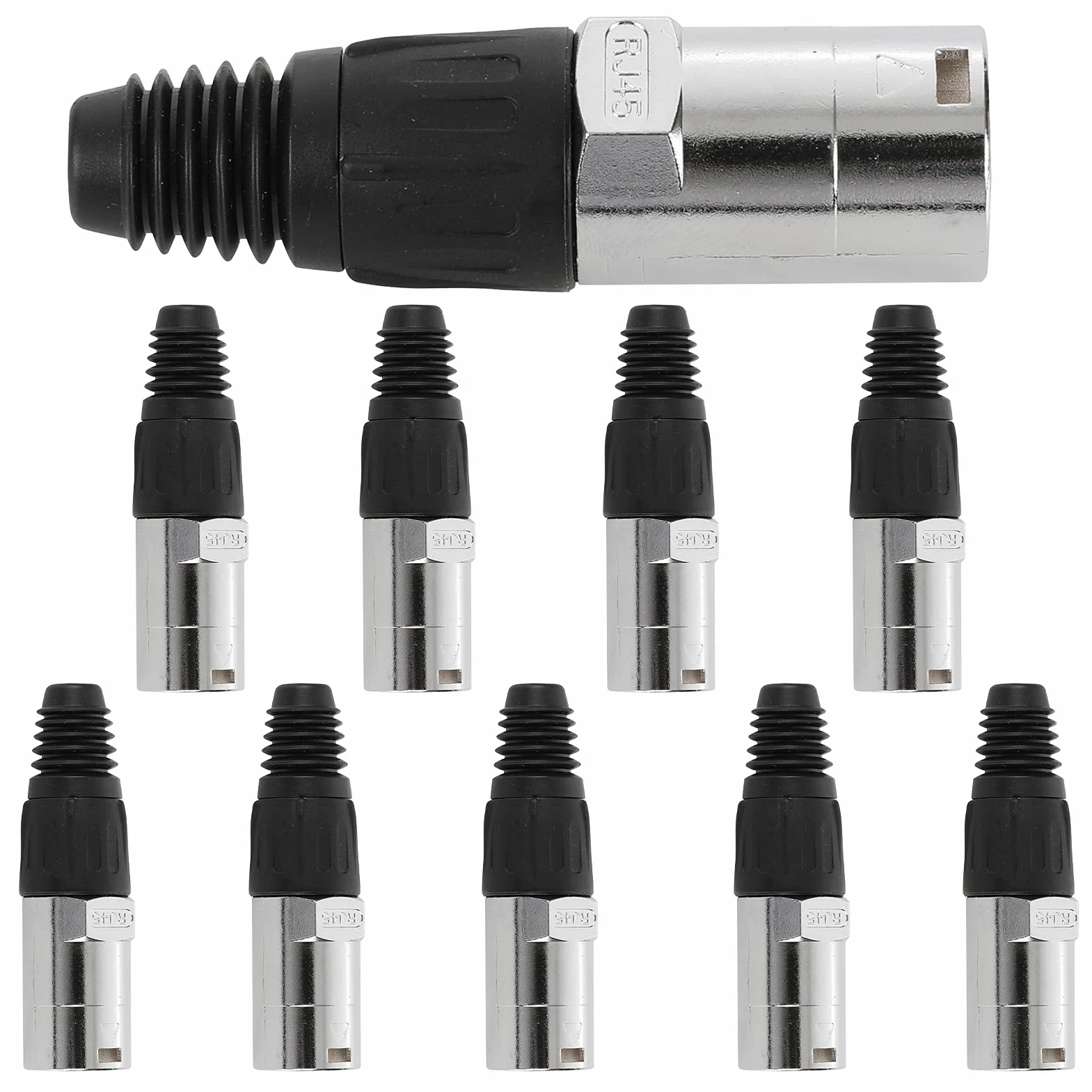 Lot de 10 connecteurs ronds étanches à la poussière IP65, compatibles avec RJ45 Cat5/5e/6 8P8C femelle Ethernet panneau de montage blindé étanche