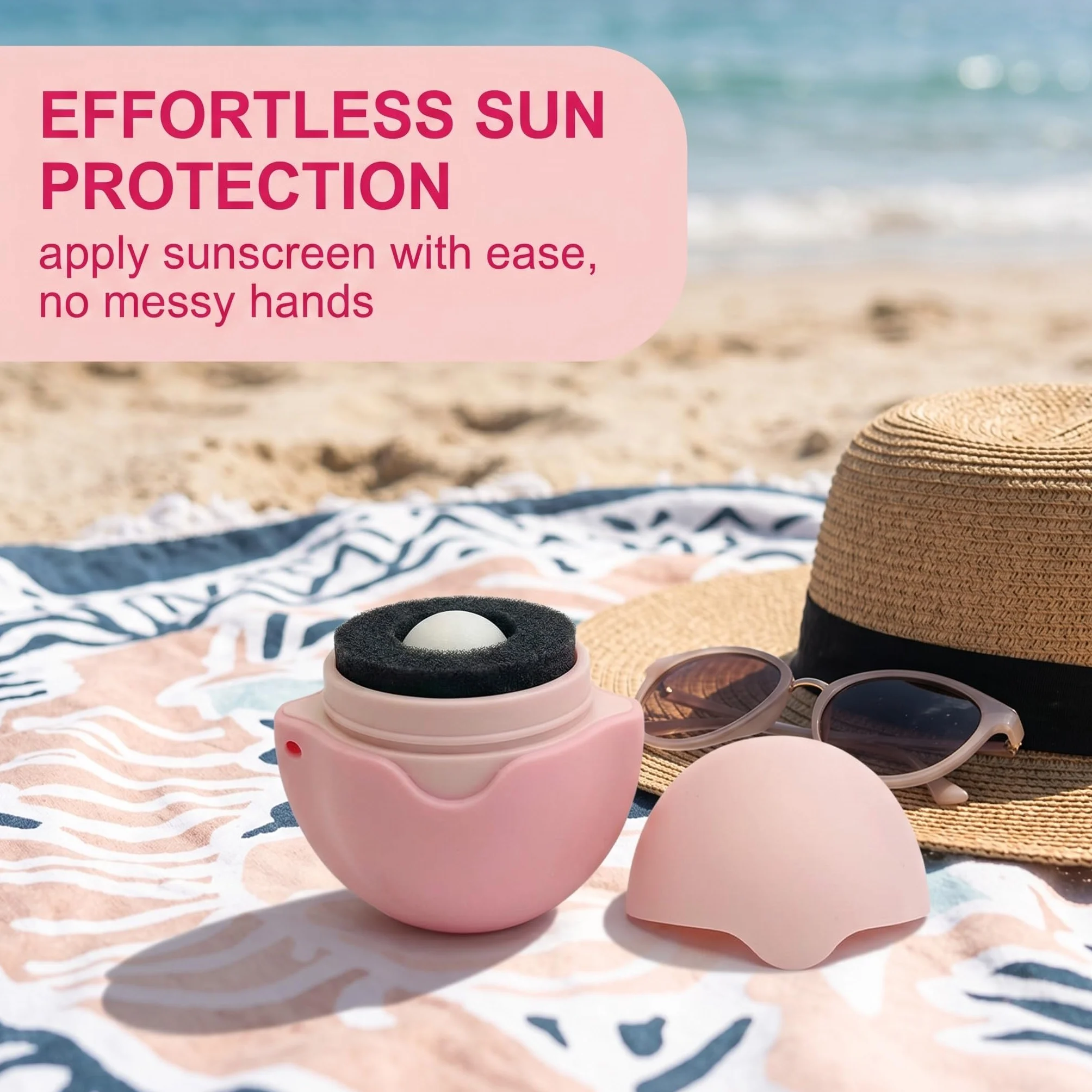 Applicateur Crème Solaire Roller Rechargeable Rose 1 Pièce