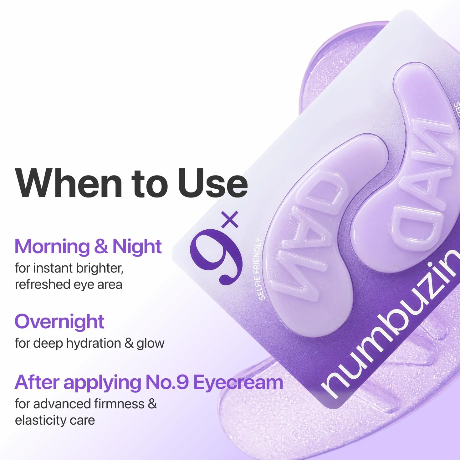 numbuzin No.9 Eye Patches, NAD+ Collagen Gel Eye Masks with Peptides, Caffeine & Niacinamide, 5 Pairs