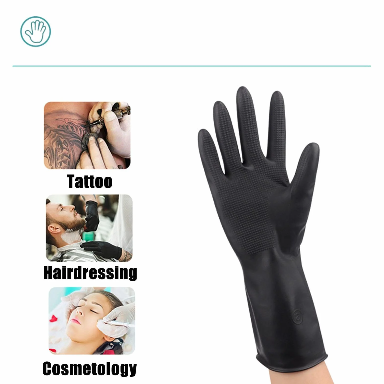 Gants de Teinture Cheveux Latex Professionnels Respirants Sans Poudre Antidérapants Tailles S M L