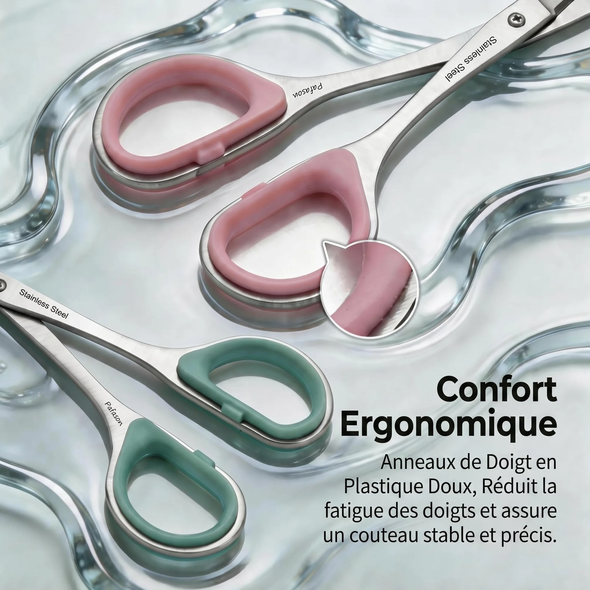 PAFASON Petit Ciseaux Cuticule Ongle Ensemble 2 Pièces Multi-Usage Pointe Courbe Droite Précision Manucure Pédicure Toilettage Outil Ongles