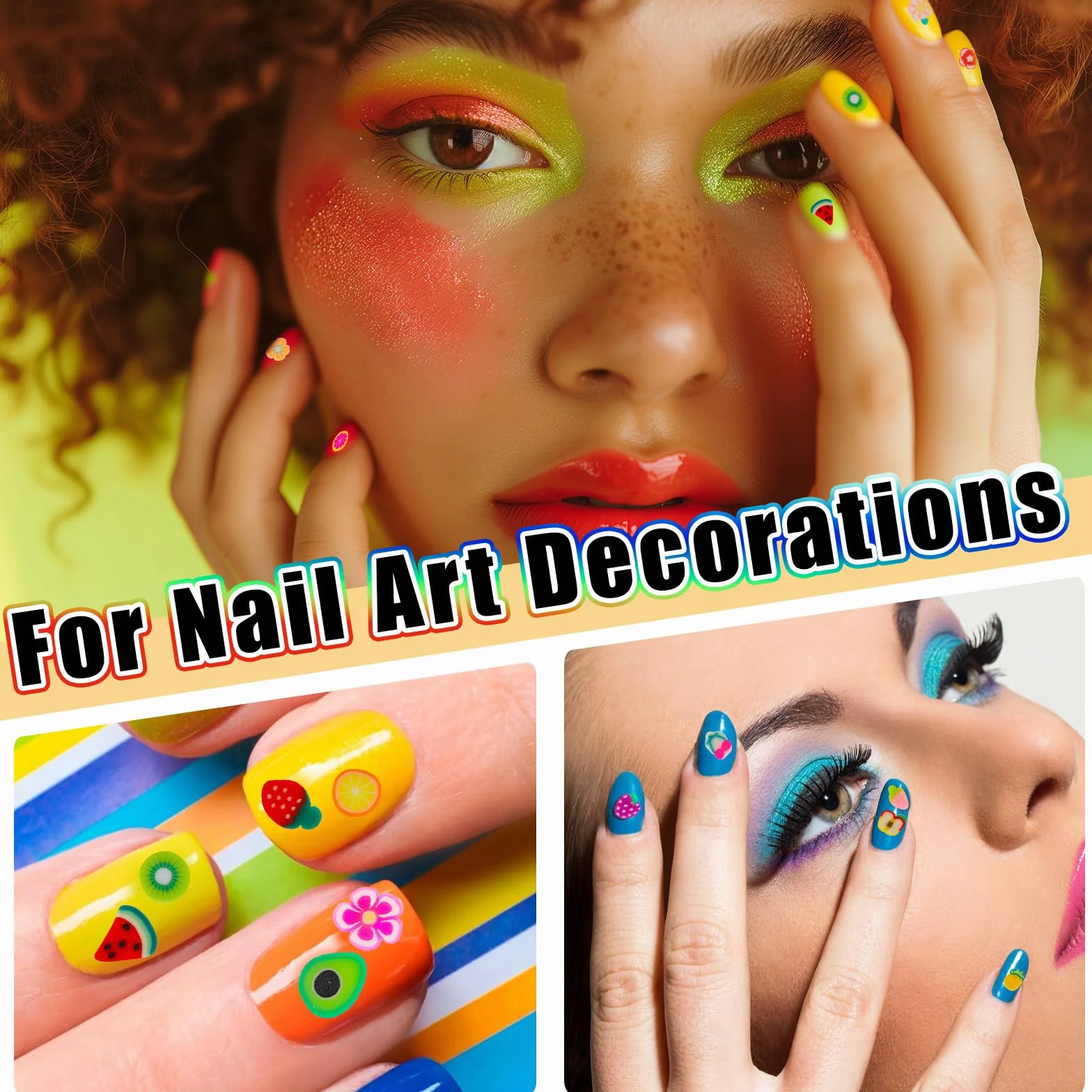 simarro Lot de 1000 disques de fruits pour ongles - Breloques mignonnes en forme de fleurs de fruits - Mini disques de fruits 3D - Pour nail art, téléphone portable, bricolage, décoration