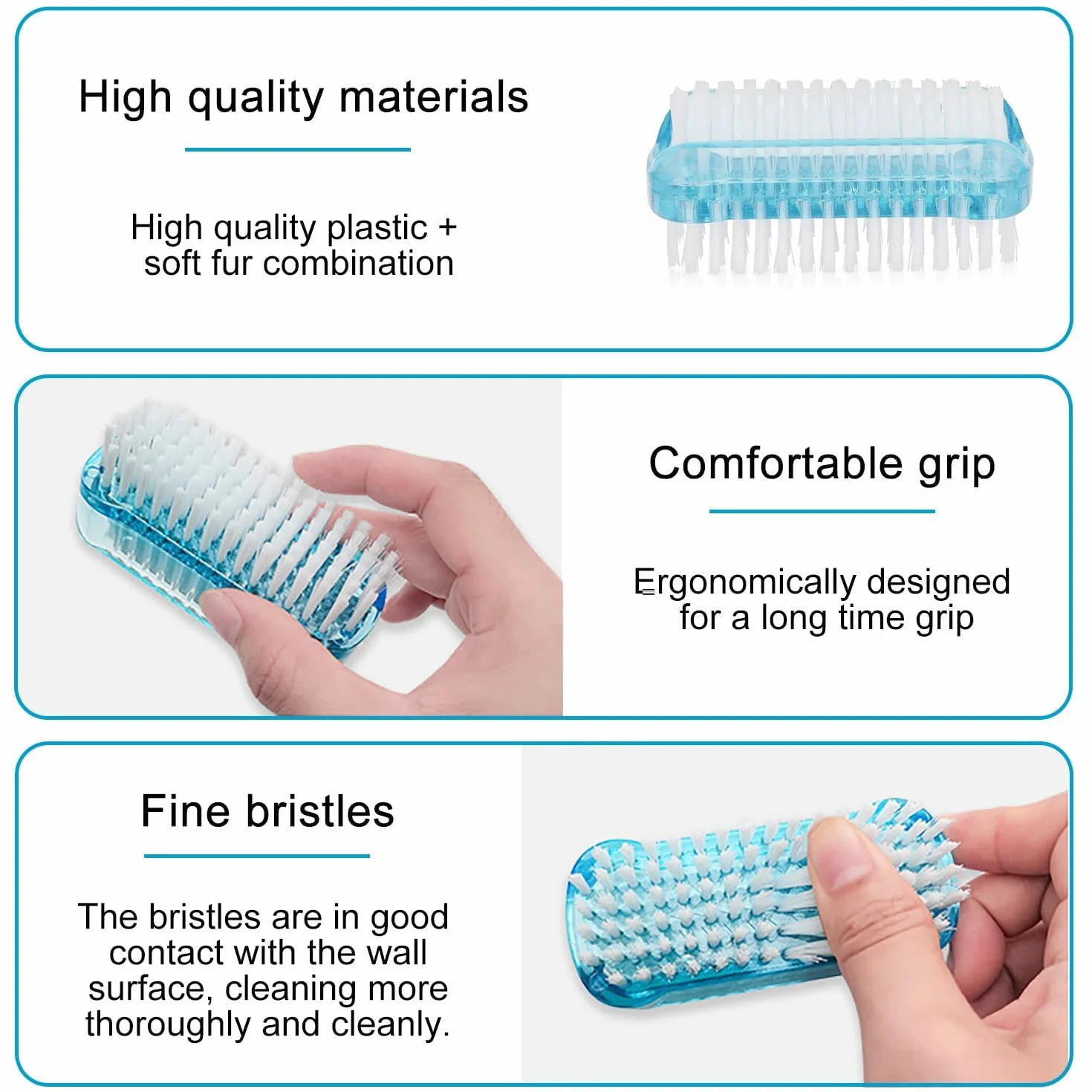 Brosse à Ongles Double Face 4 Pièces, Brosse de Nettoyage pour Cuticules, Ongles, Mains et Orteils