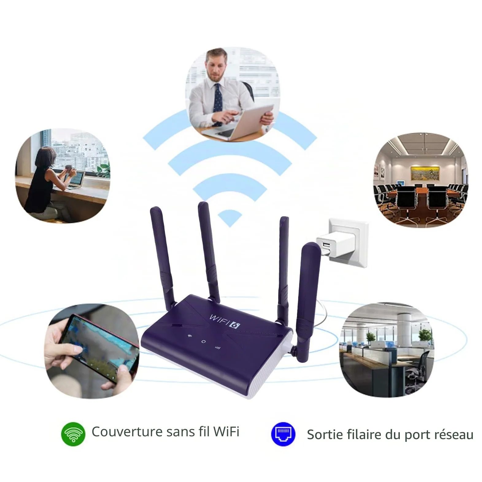 Jectse Routeur WiFi 6, 4G CPE LTE 300 Mbps, 802.11b G N, Routeur sans Fil avec Fente de Carte SIM, 4 Antennes, Prend en Charge jusqu'à 32 Appareils, Une Configuration Facile