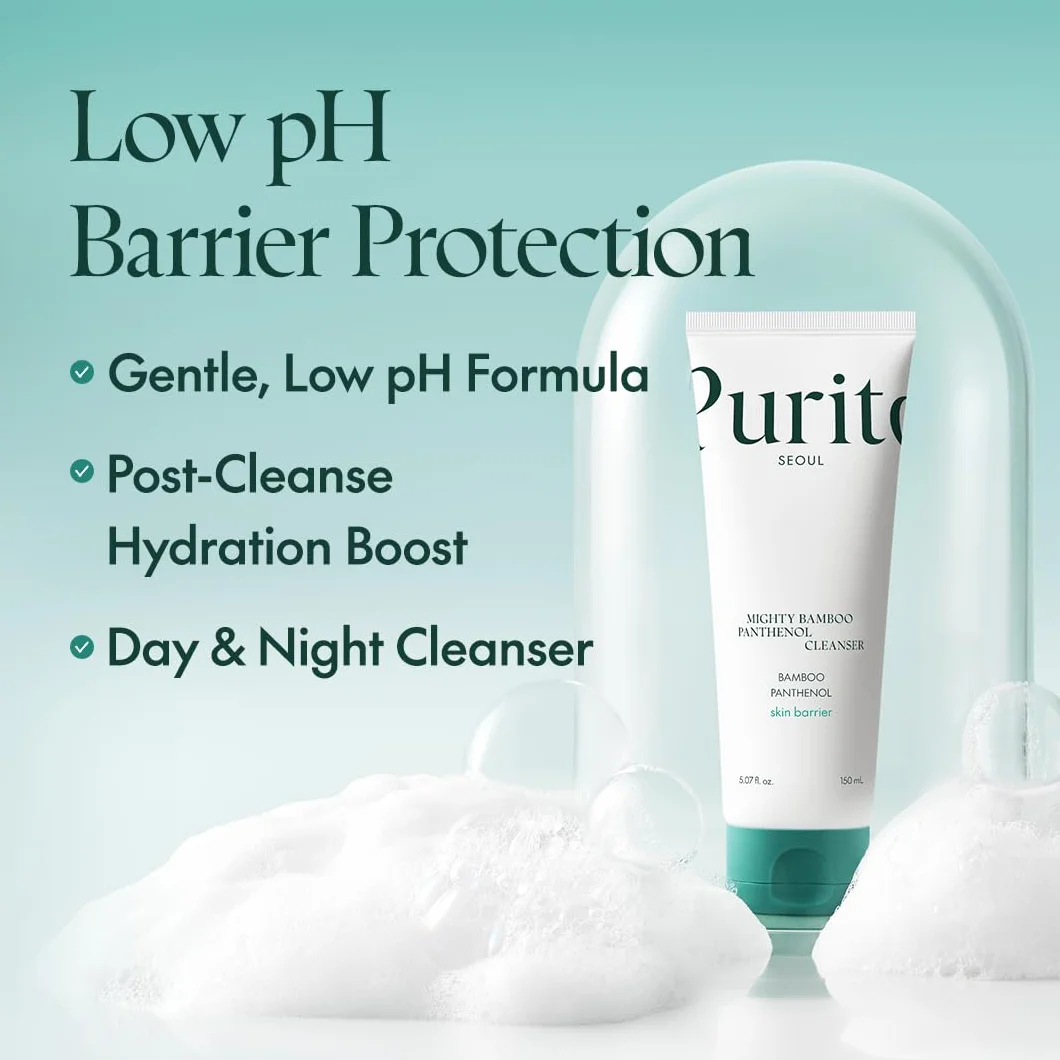 PURITO Nettoyant Panthenol au Bambou Puissant 150ml pour Peaux Sensibles