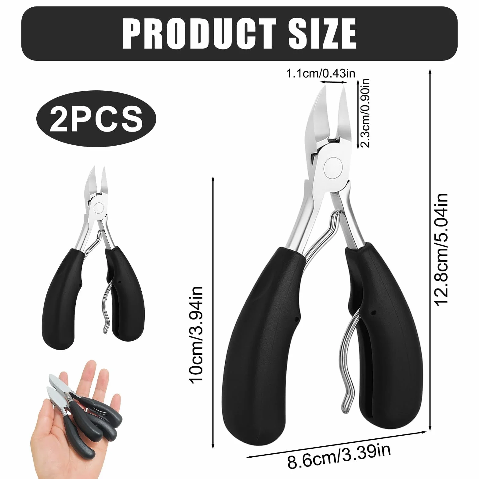VBK Coupe Ongles Professionnelle Set de 2, Pince à Ongle Incarné Acier Inoxydable, Instrument Précision Pédicure Manucure