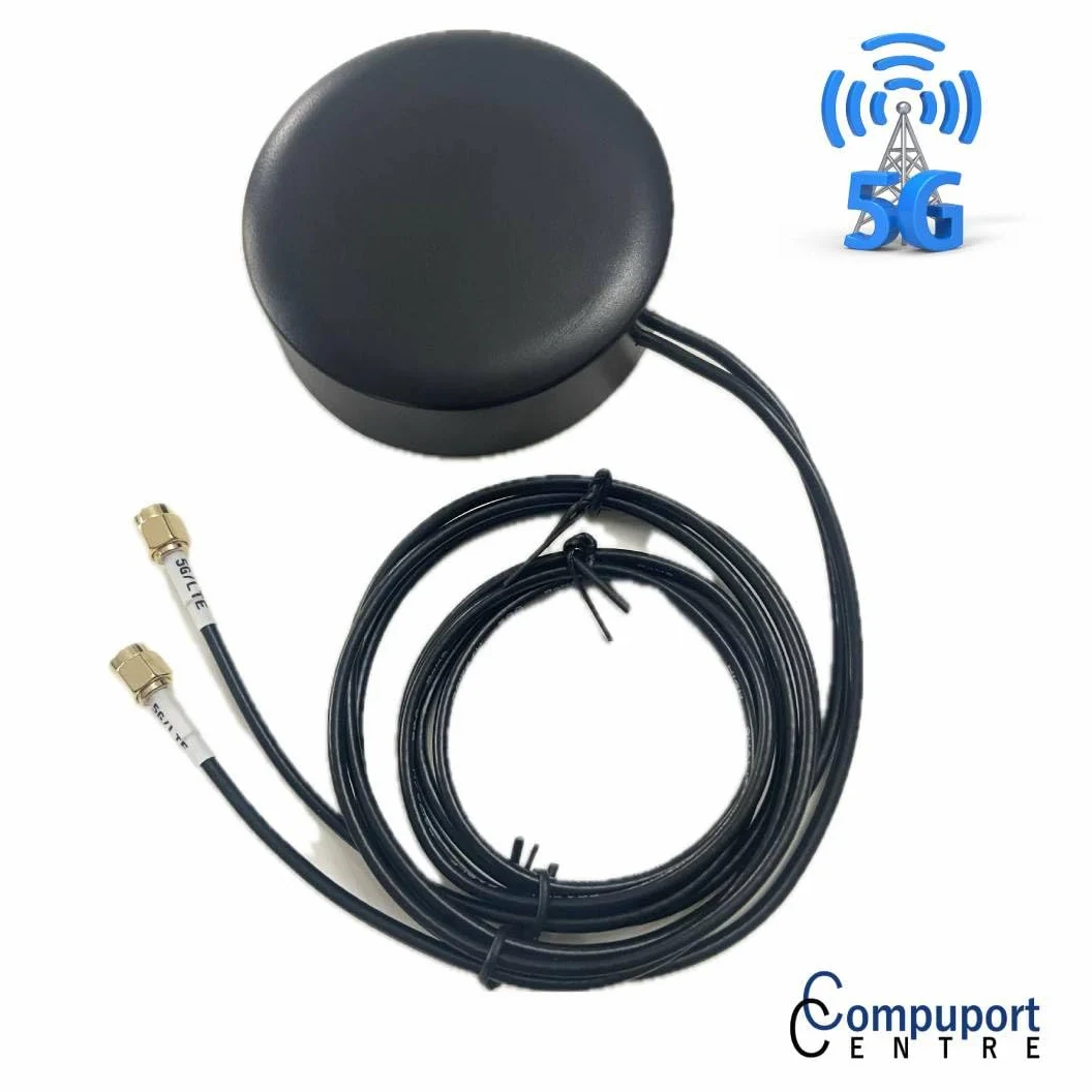 L'antenne de palet de montage magnétique et adhésif CompuPort 5G Cellular Omni-Directional est conçue pour une gamme d'applications cellulaires, y compris les appareils IoT. Câble mâle SMA double
