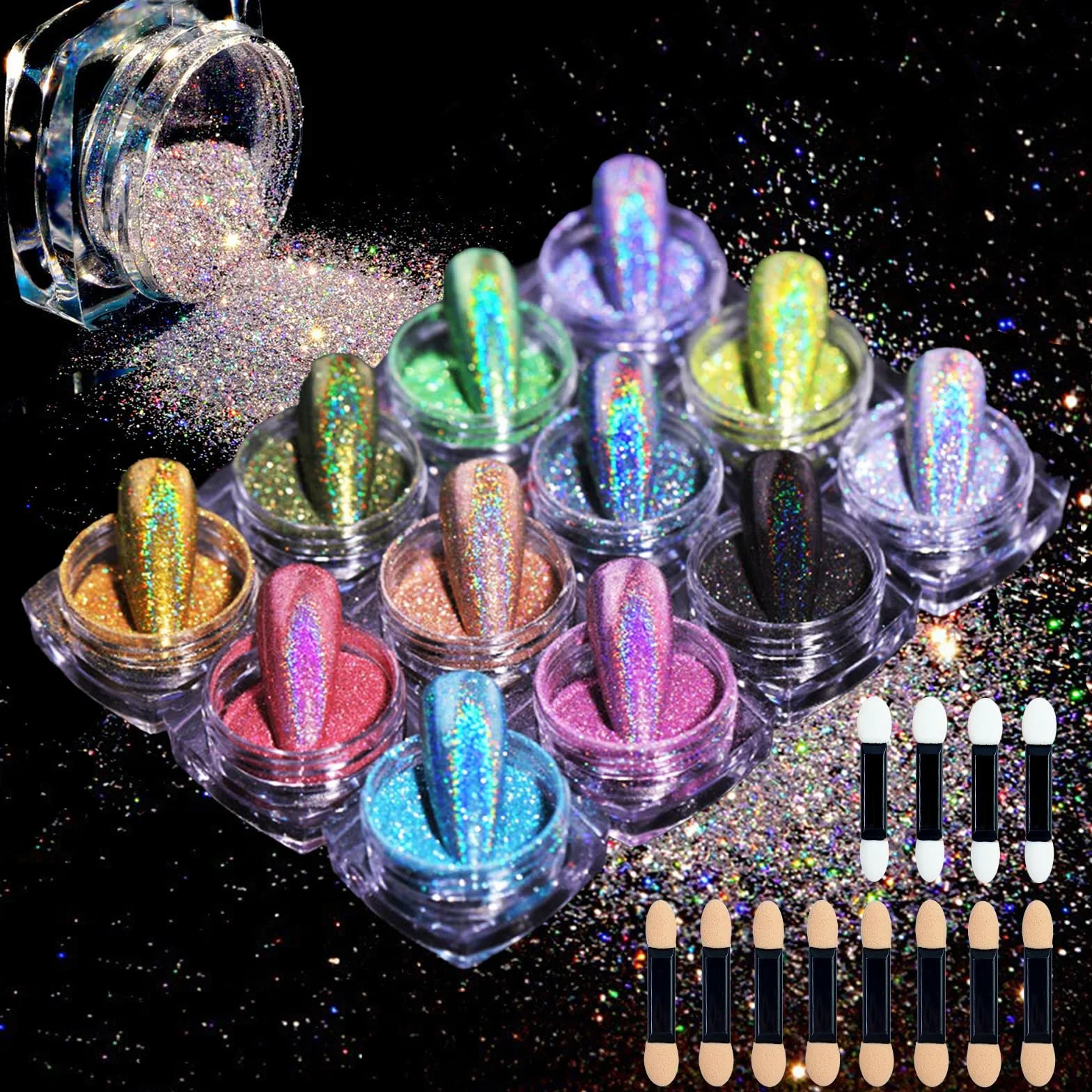 Boîte Poudre Chrome Ongle Effet Miroir, Nail Art Paillette Manucure Décoration Ongle