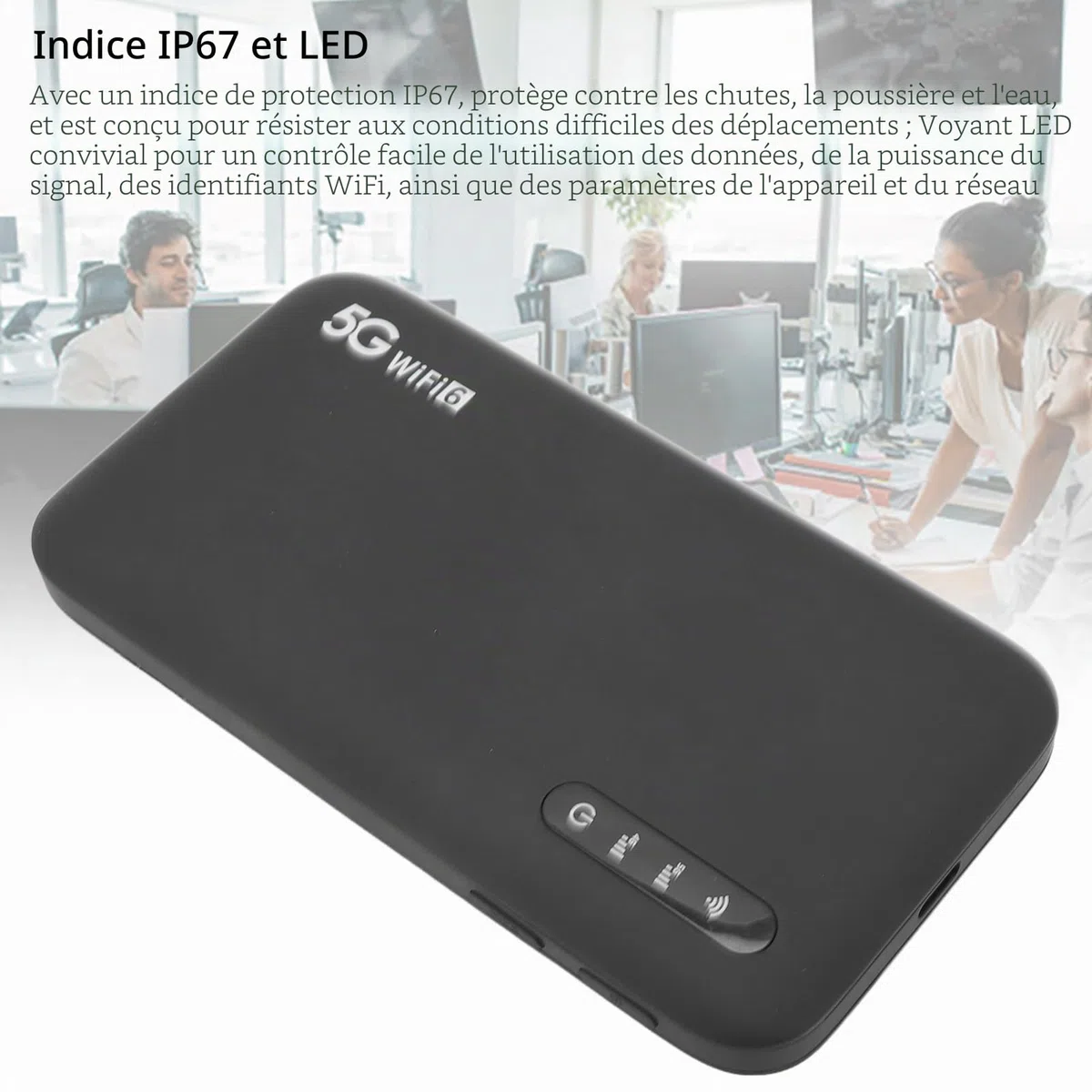 Routeur Portable 5G Mobile Hotspot WiFi 6, 5G avec Emplacement pour Carte SIM, Support 16 Appareils 6100mAh Batterie, Appareils Internet Portables pour Les voyageant et