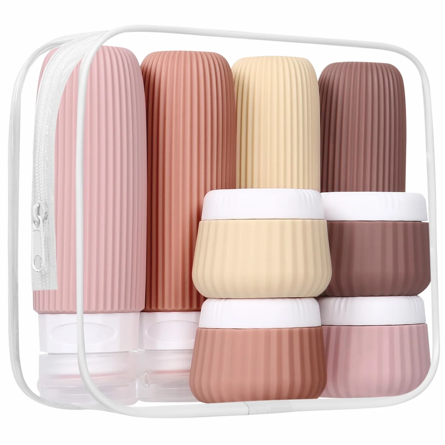 Kit Flacon Voyage Réutilisable 30/90ml Silicone Étanche Trousse de Toilette Avion